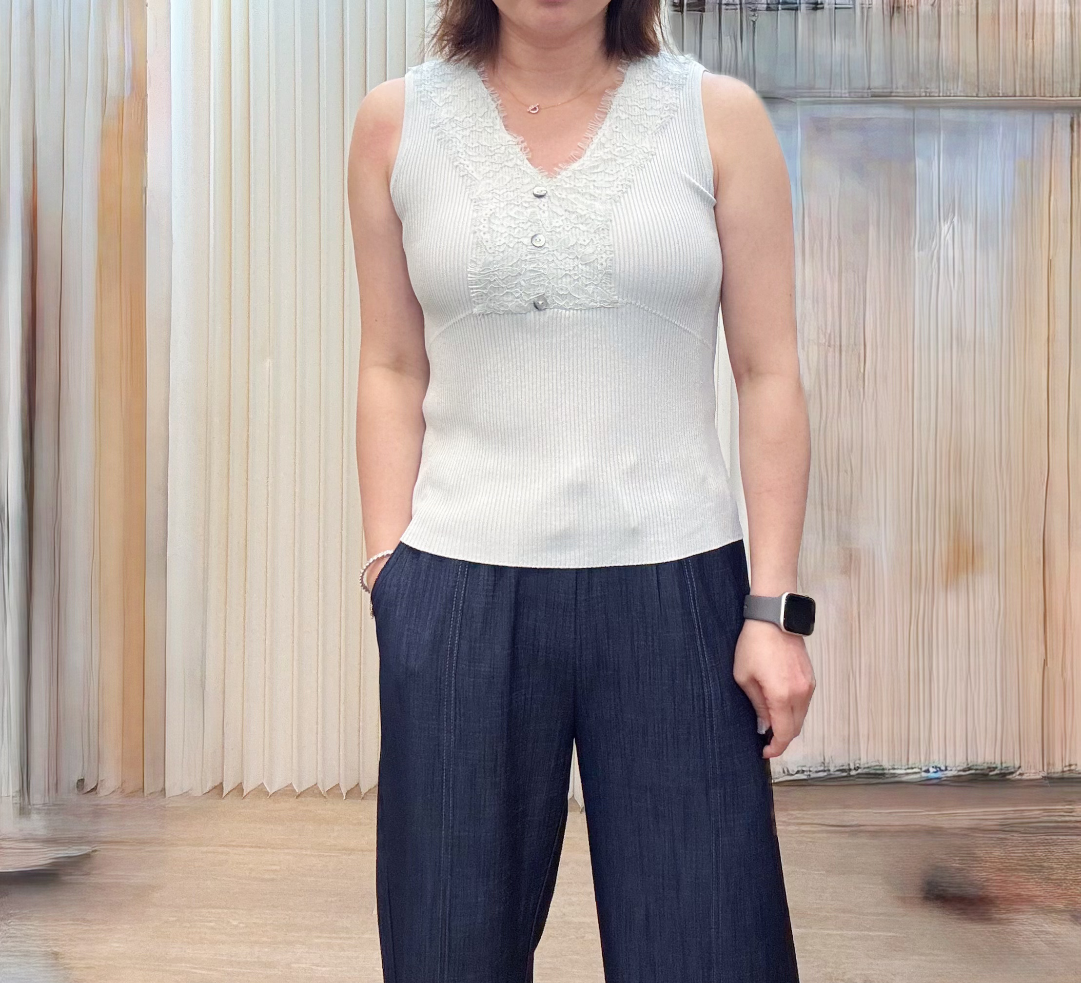 韓國V領針織背心 M584 04Pe59160