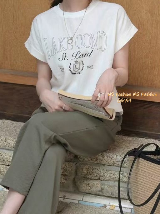 G6157 韓國🇰🇷靚靚字母摺袖top