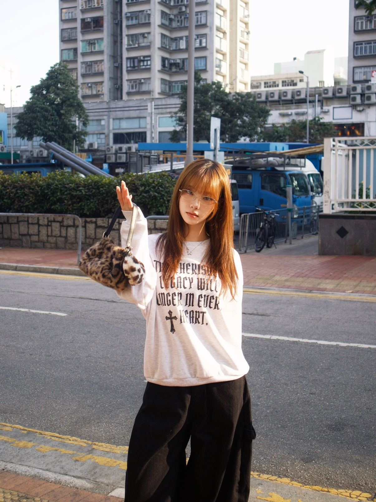 韓國豹紋毛毛迷你手袋（兩用）