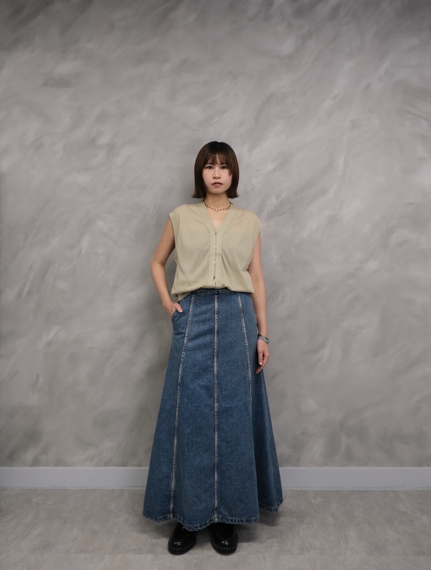 Basic denim long skirt #sk31