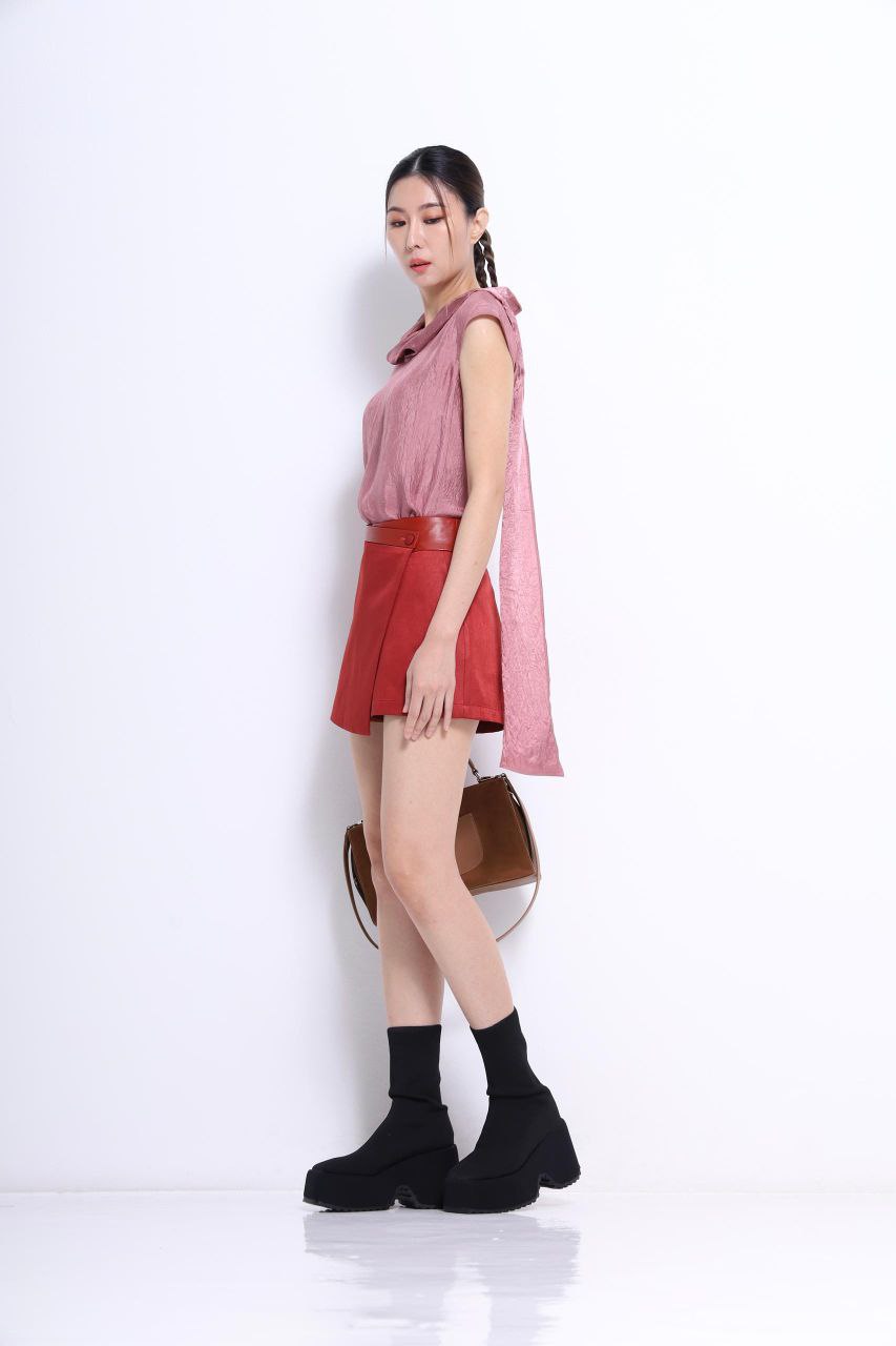 裤头皮革裤裙 1604 