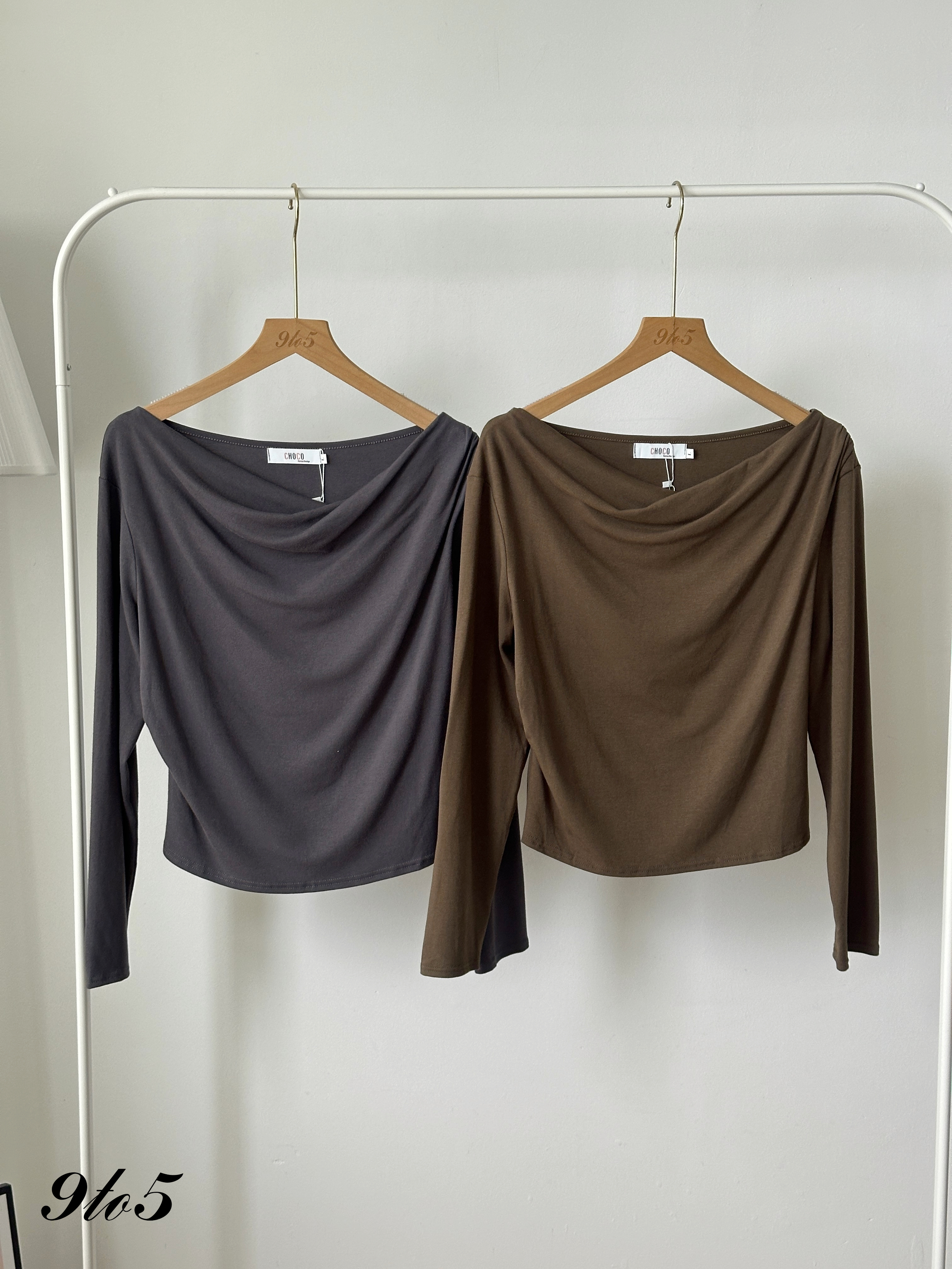 T4384 Ruched Boat Neck Top - 4 Colors 