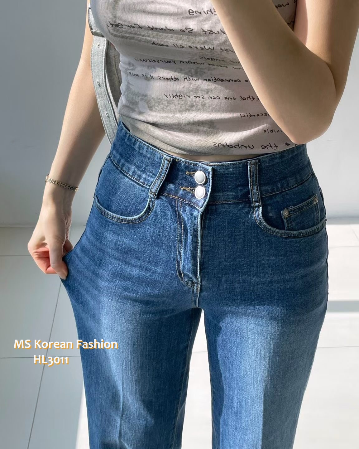 HL3011 韓國🌼Howluk春版雙鈕闊筒牛