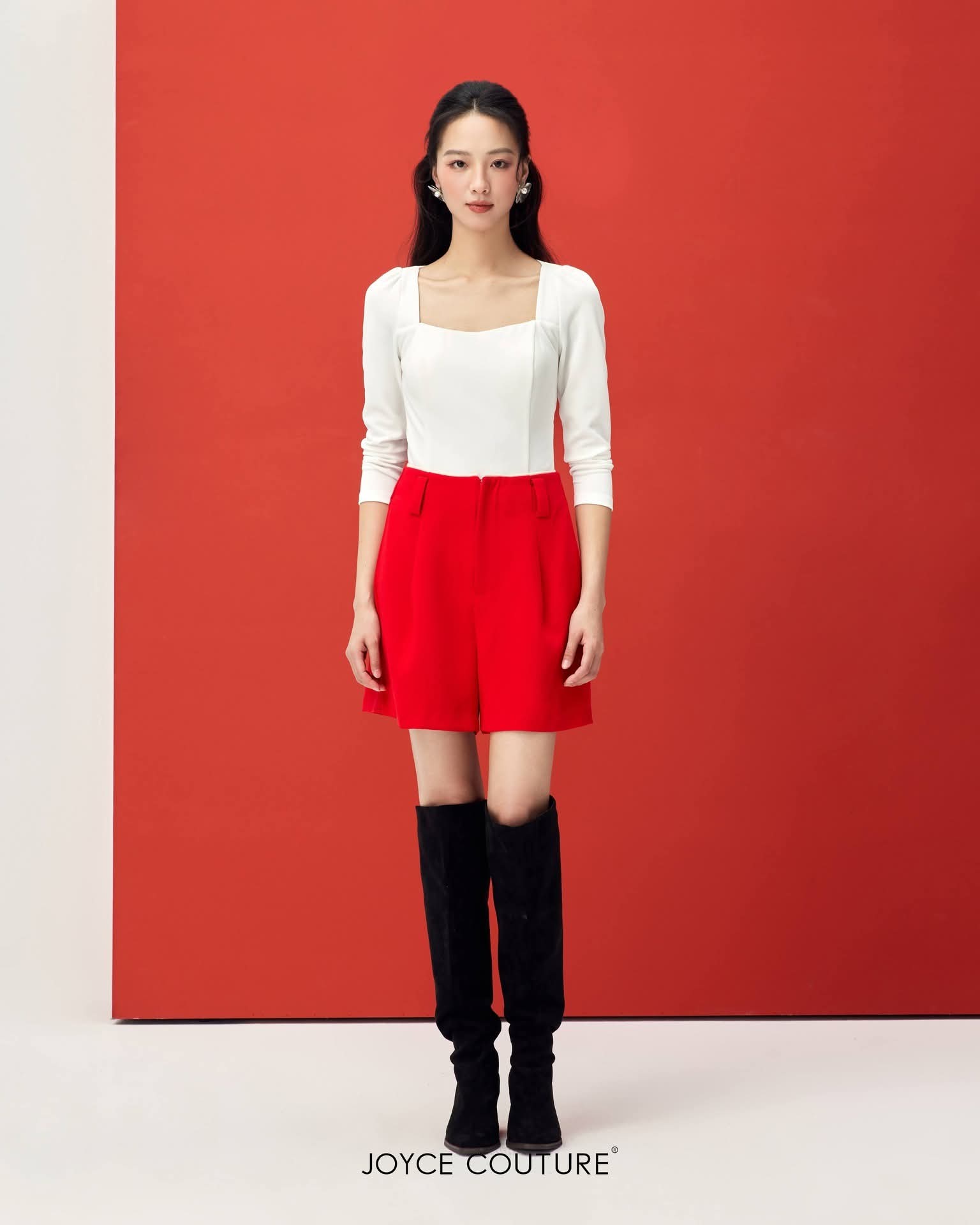 四方领自带胸垫上衣 T0773