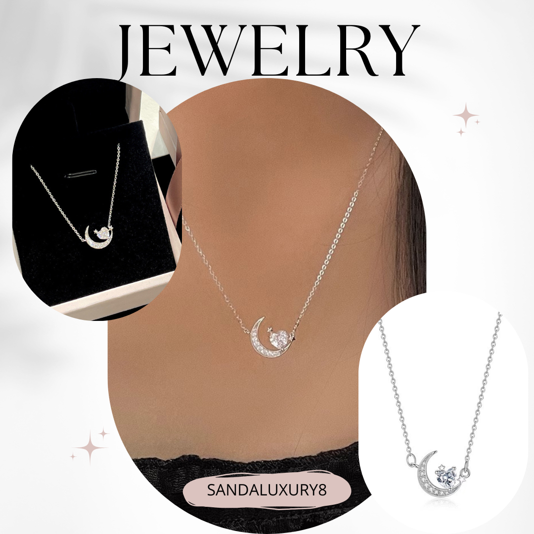 Moon and Heart Necklace  