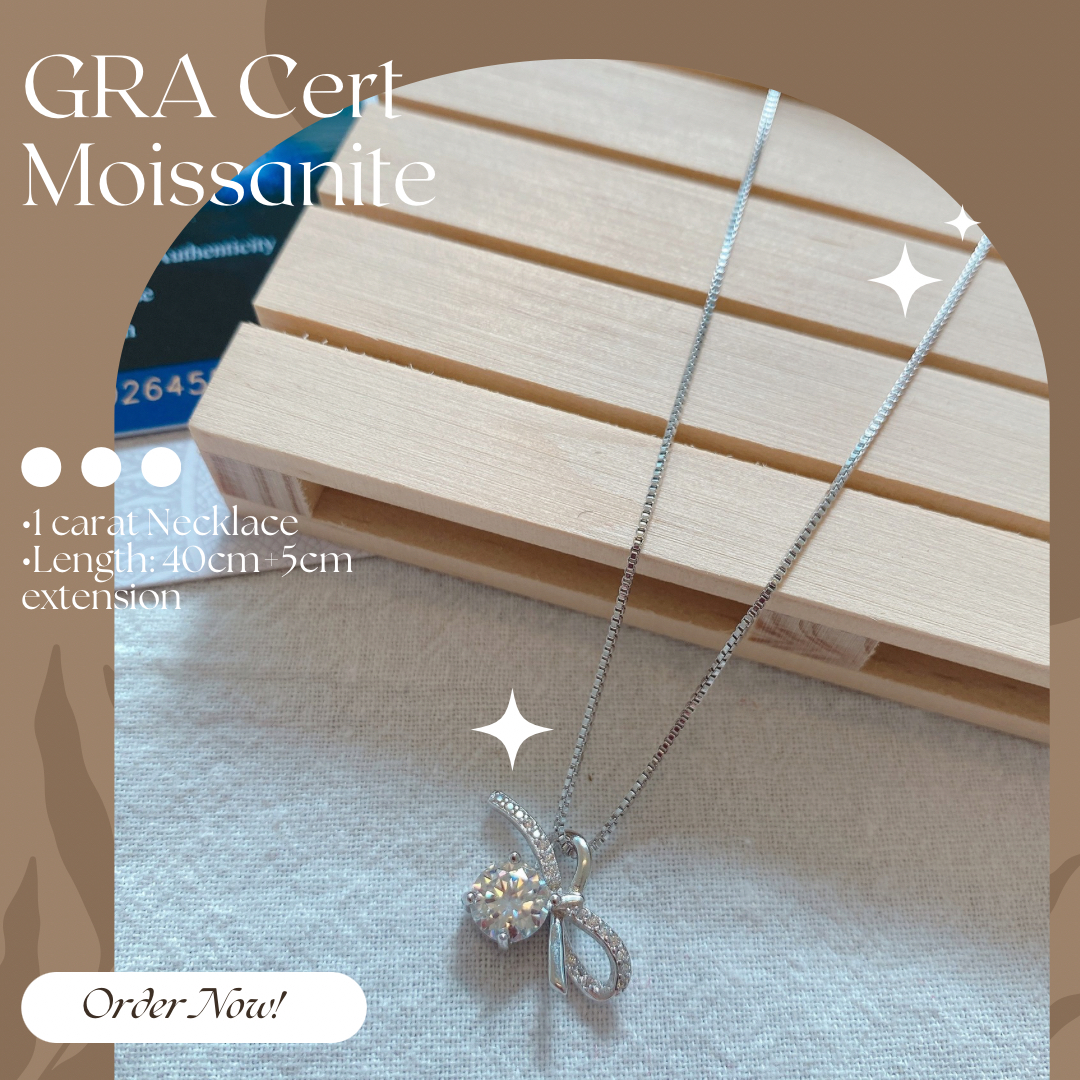 Moissanite Bow Necklace - GRA Certified 