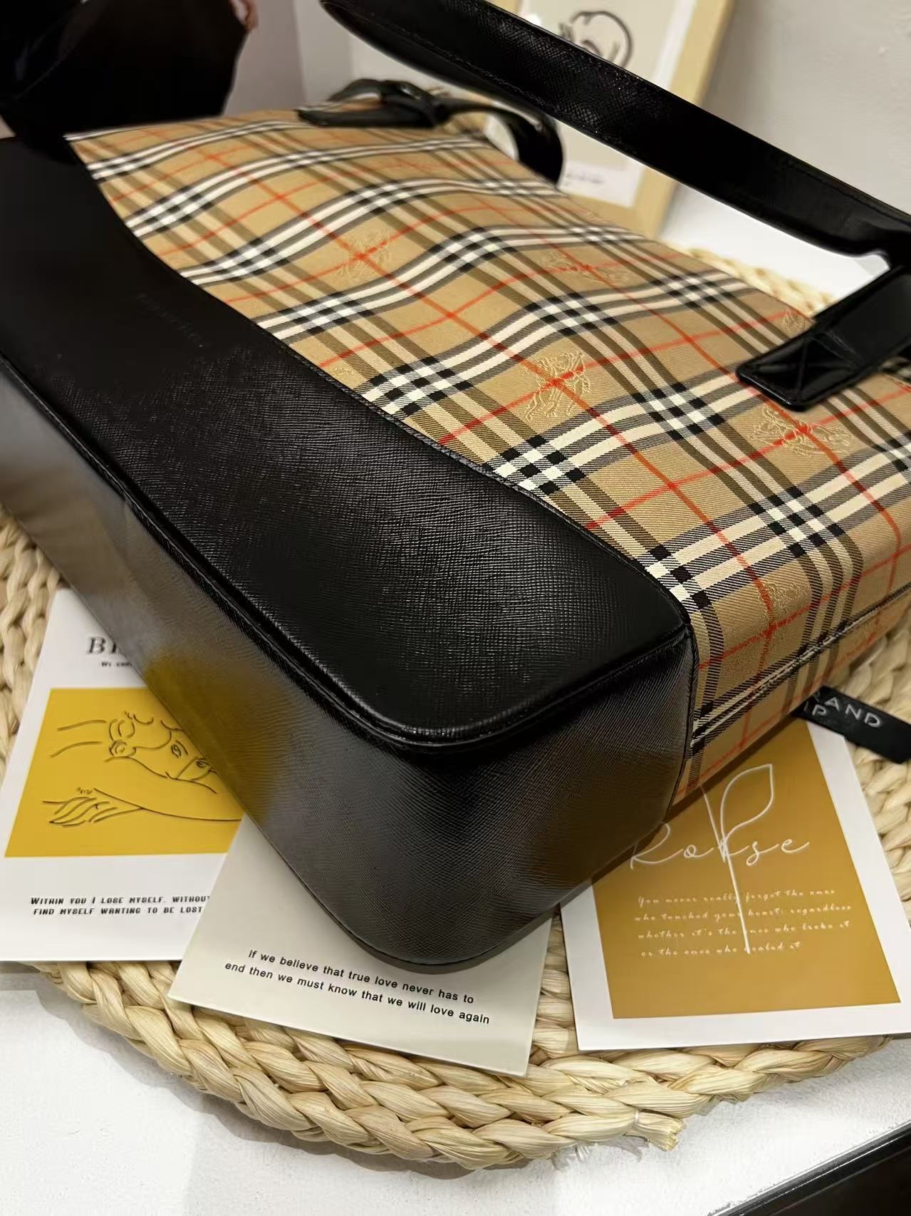 Burberry Vintage Haymarket Check Tote