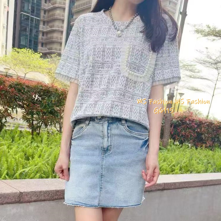 G6115 韓國🇰🇷拼紗ruffle top