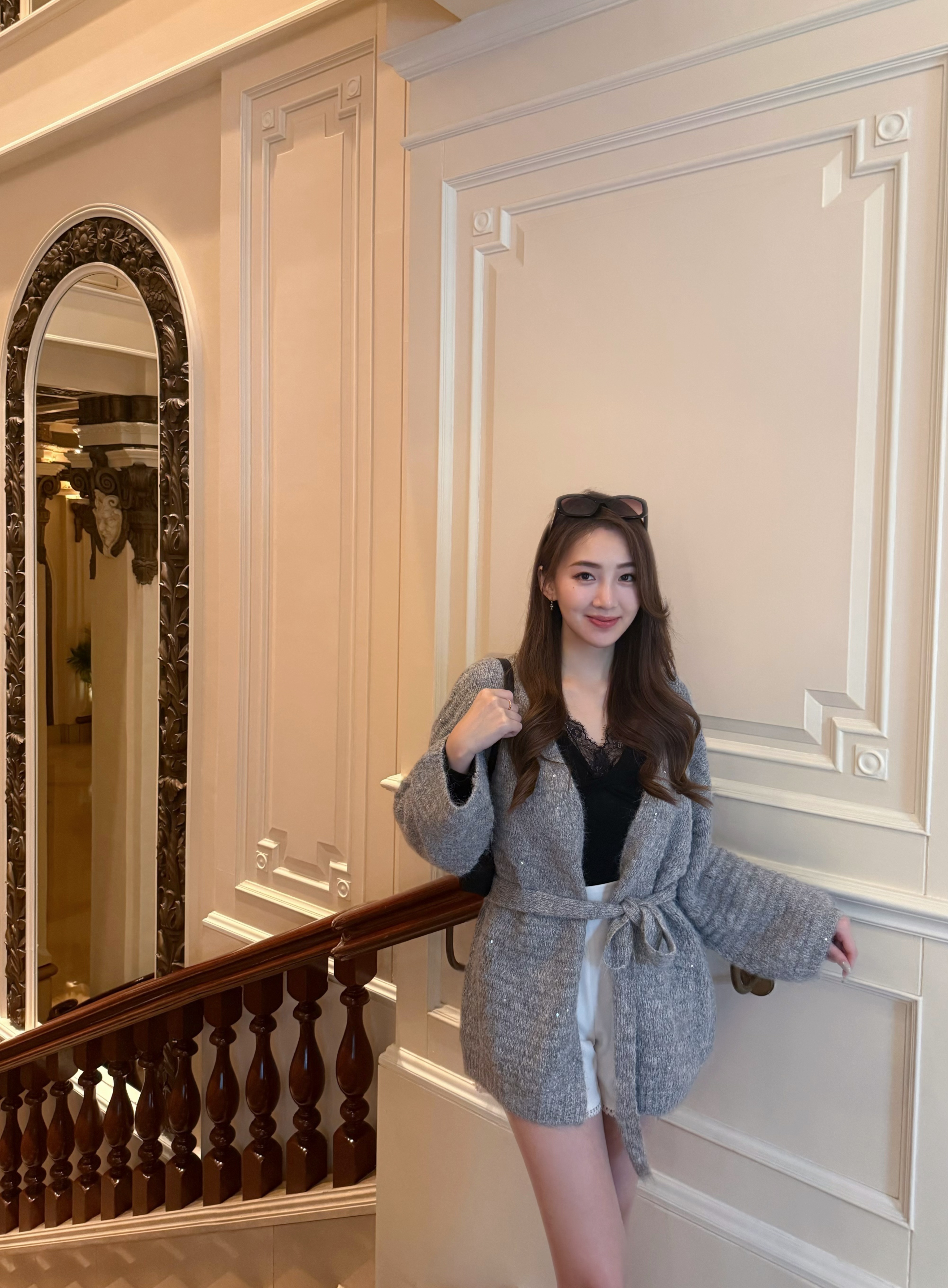 法式溫柔風 ✨ 滿天星羊毛綁帶針織外套