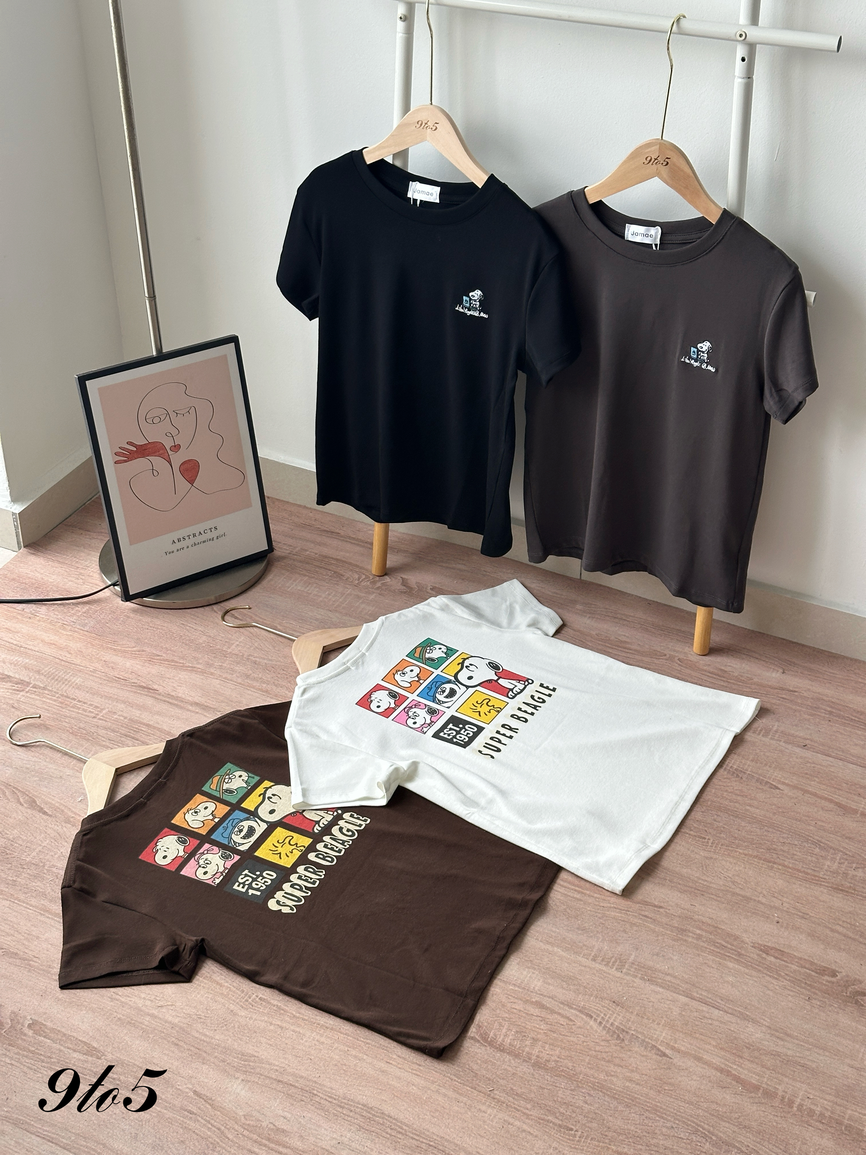 T4413 Embroidery Snoopy Tee - 4 Colors 