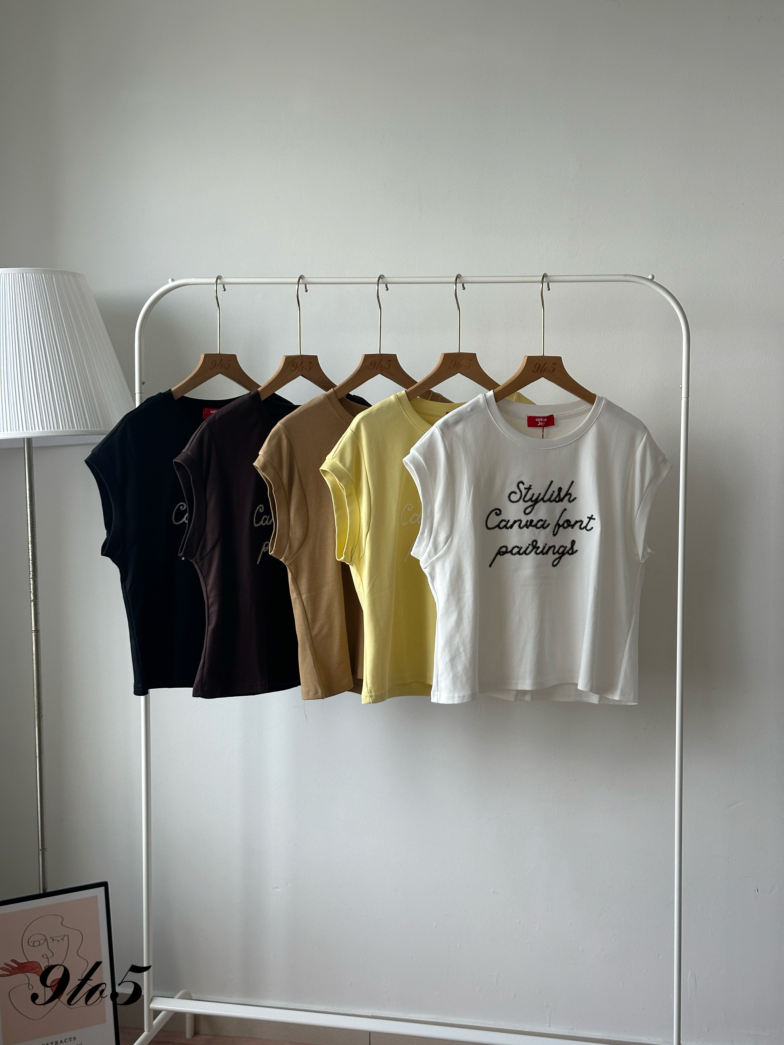 T4353 Embroidery Wording Tee - 5 Colors 