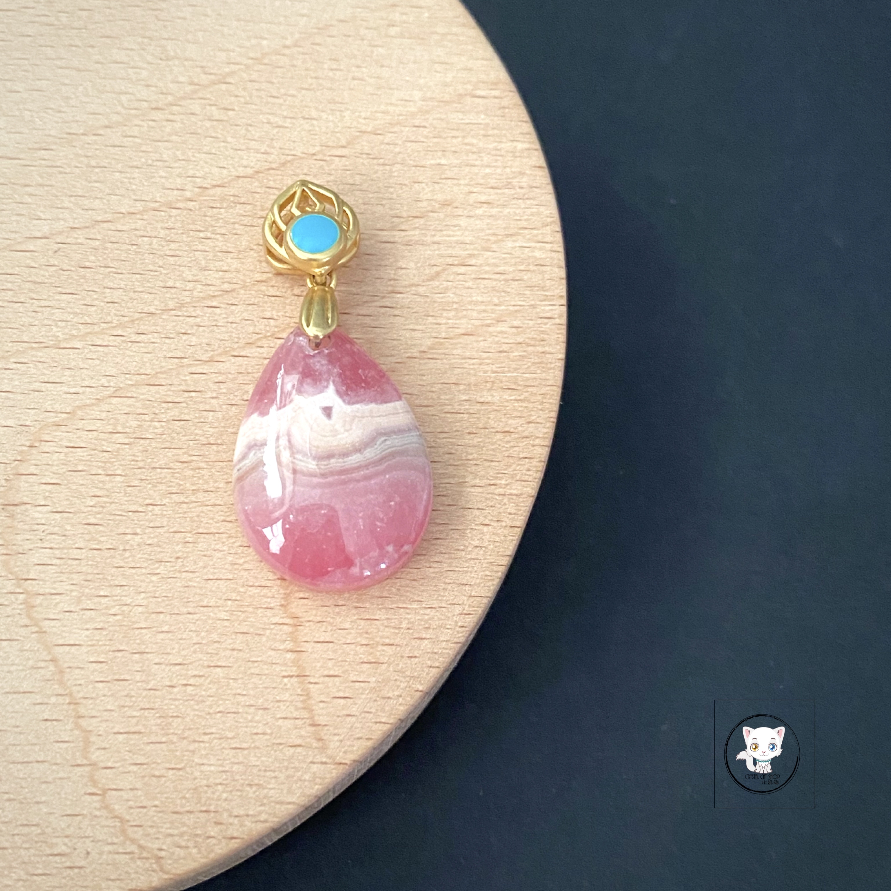 天然紅紋石愛心吊墜 21.5mm