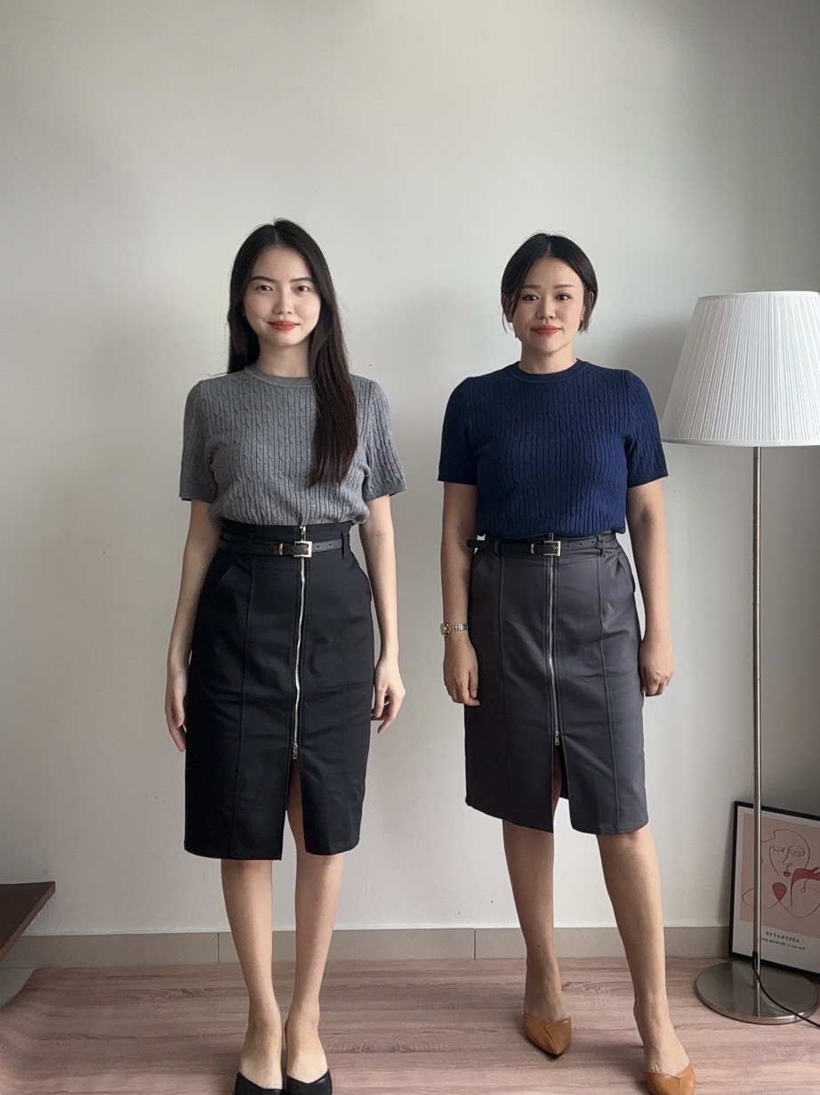 S1917 Midi Zipped Pencil Skirt - 3 Colors 