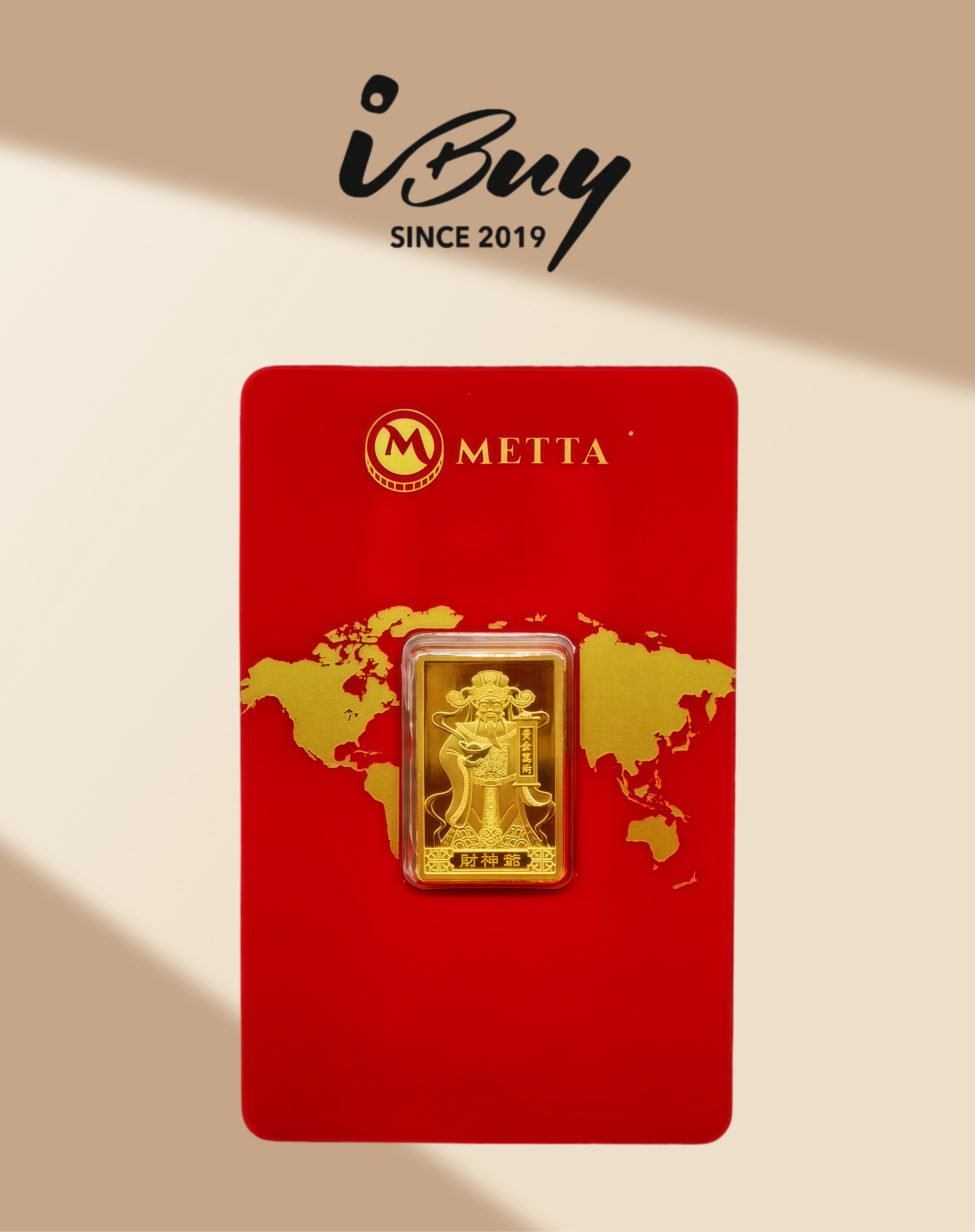 999.9 GOLD METTA 10 GRAM METTA FORTUNE GOD GOLD BAR 999.9 金 10克财神爷金片
