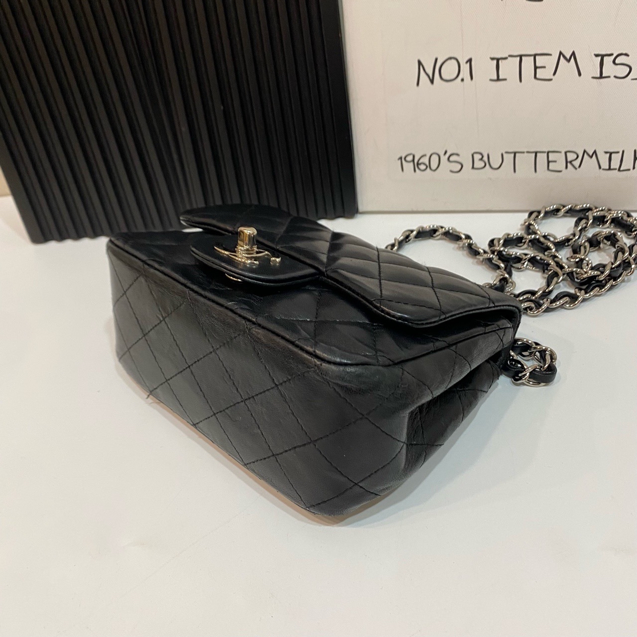 【預訂貨品】Chanel 黑銀羊皮方胖子