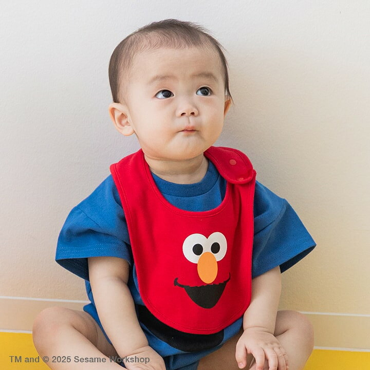 🇯🇵預訂 日本直送🇯🇵芝麻街印花純棉口水巾圍兜兩件套