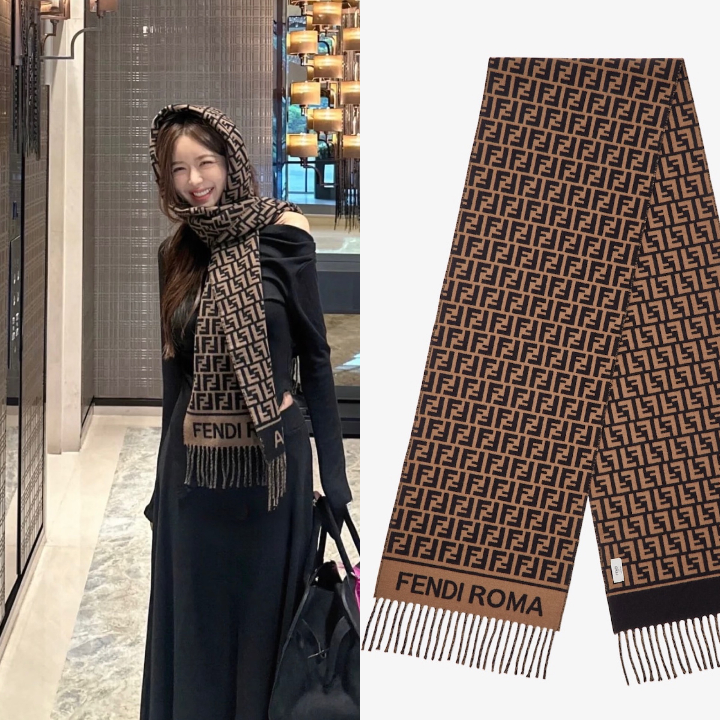 限時優惠✨訂貨📮Fendi FF LOGO scarf  經典啡色夠signature!  • 80%wool / 20%cashmere Size 190x30cm