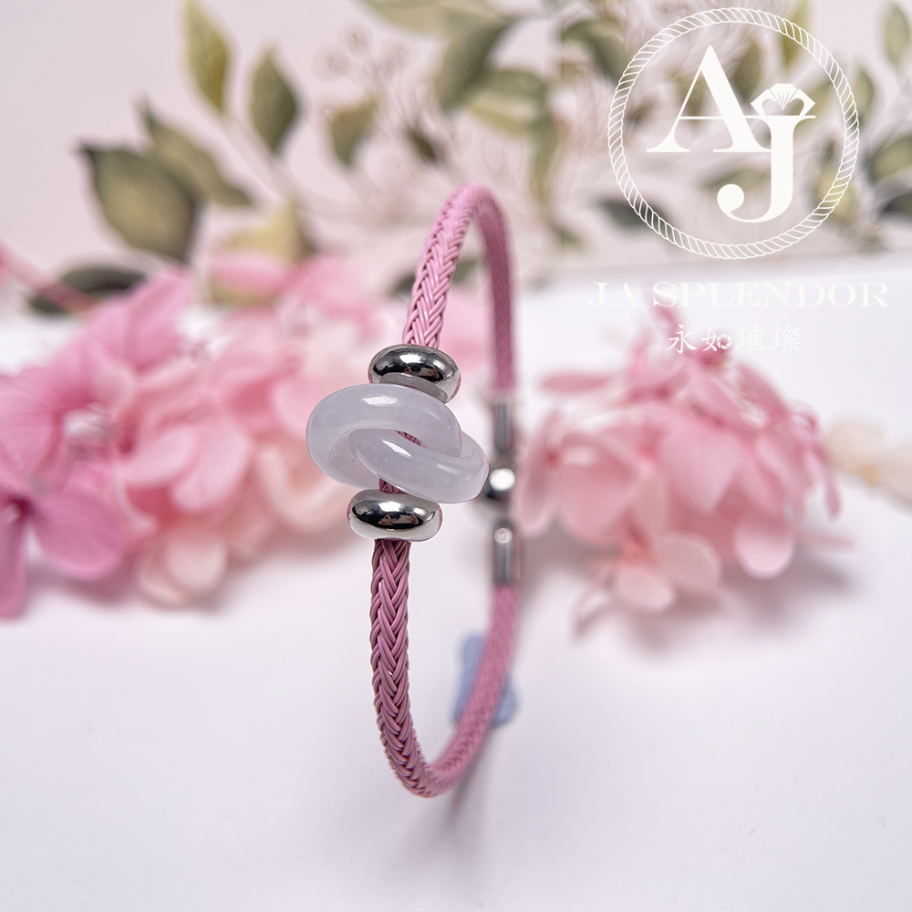 JN-2245 天然翡翠A玉 【愛永恆】環環相扣不鋼防水、防敏手鐲