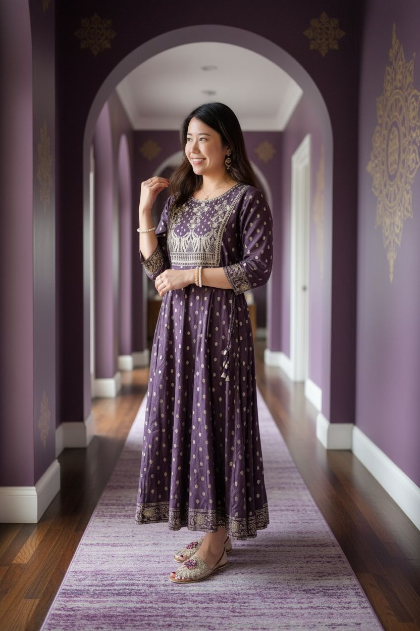 1619 Purple with Gold Emb. 16-cloth 4-Rope OP 49"