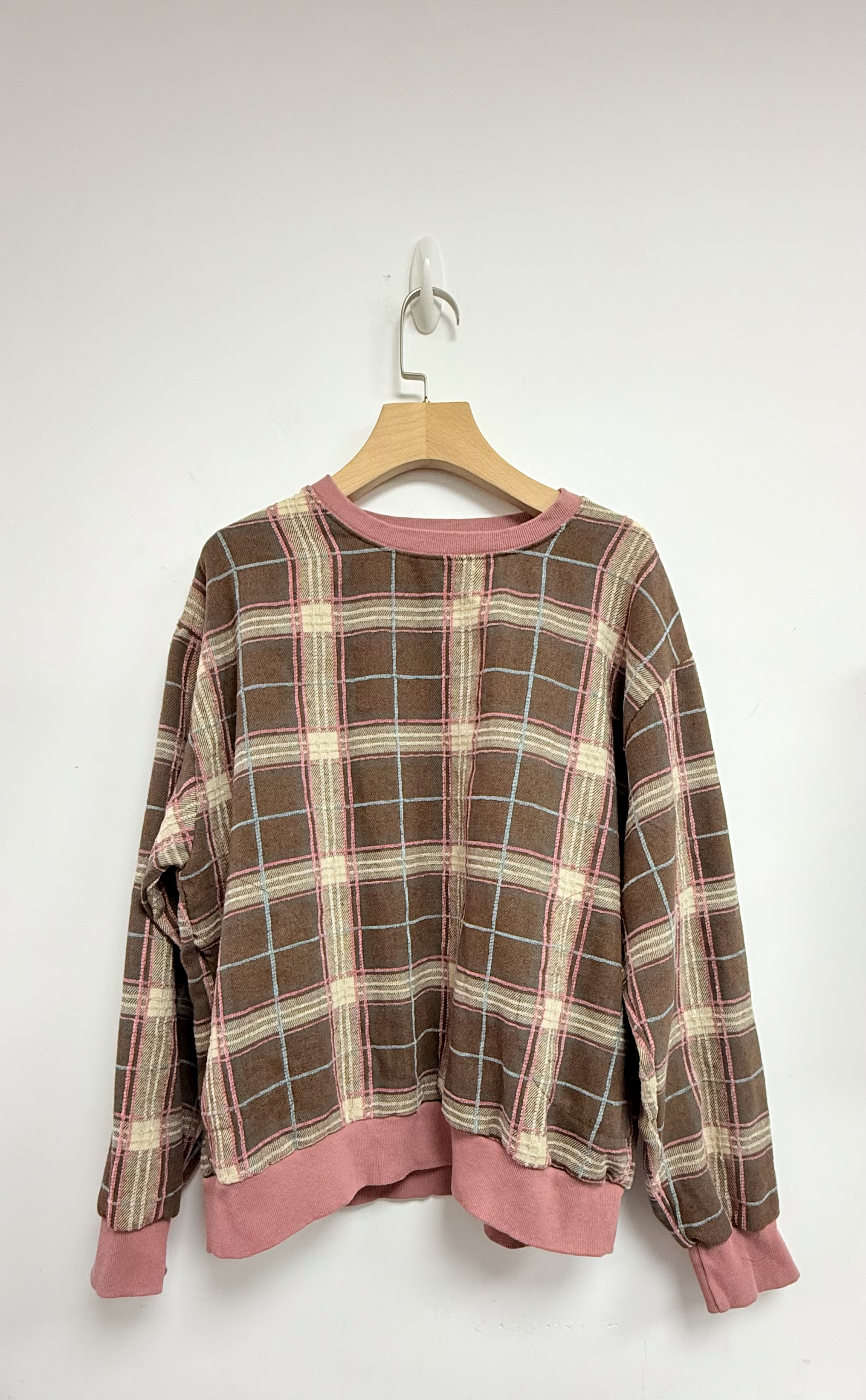 PW YE 立體絲絨車線格仔top