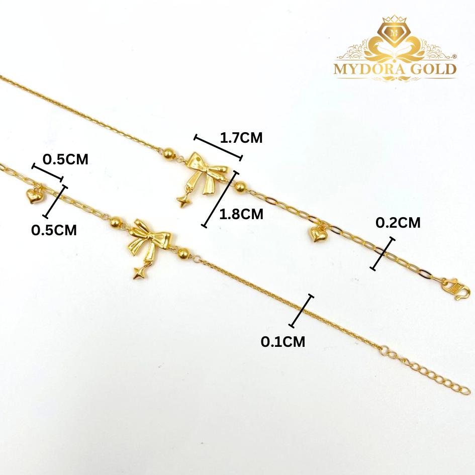 MYDORA Rantai Tangan Sauh Paperclip + Ribbon StarShine l EMAS 916/22K