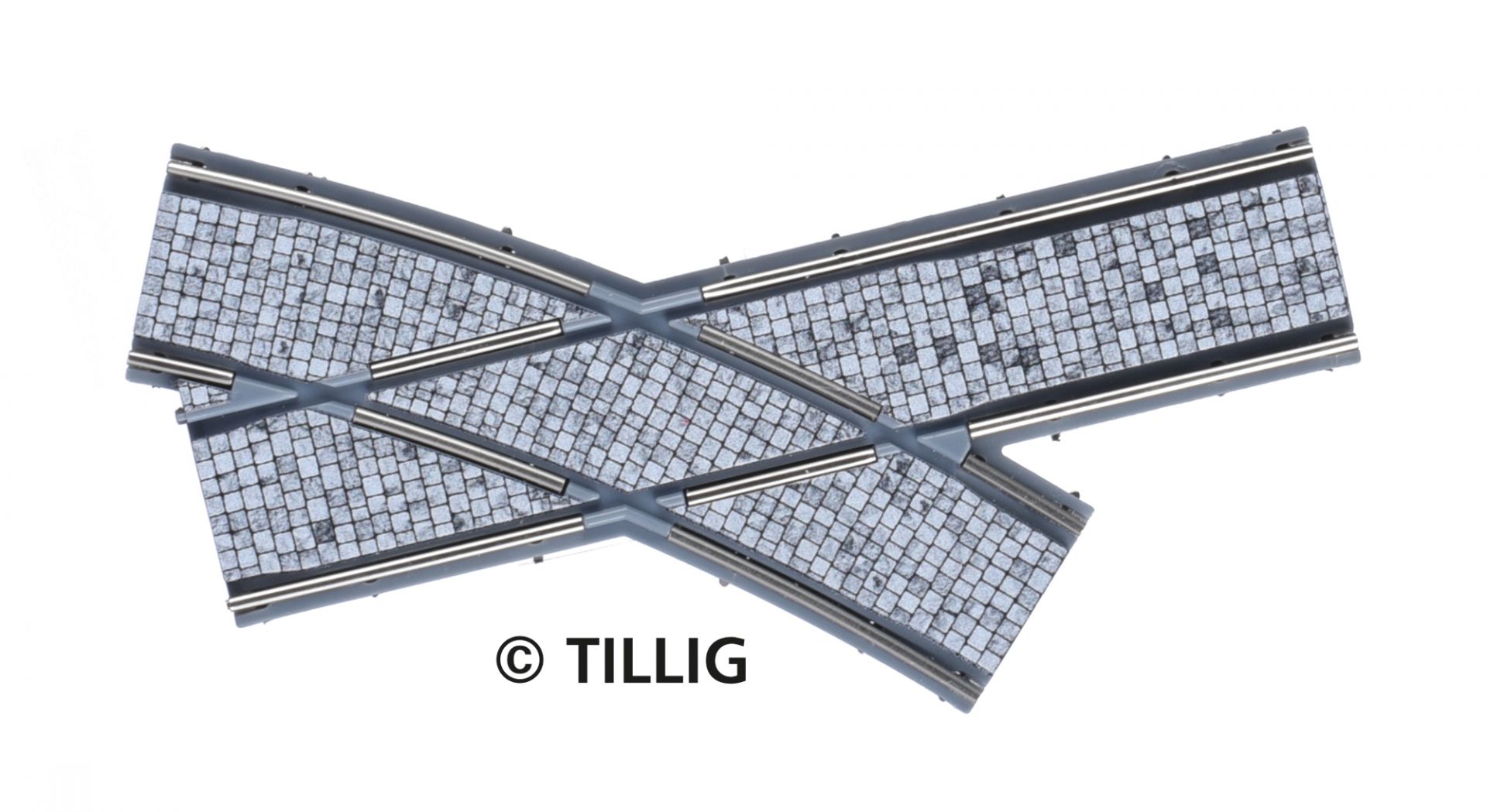 Tillig LUNA HO 彎道交叉 1:87 Curved crossing paving-stones  馬路路軌•城市輕軌•電車路軌