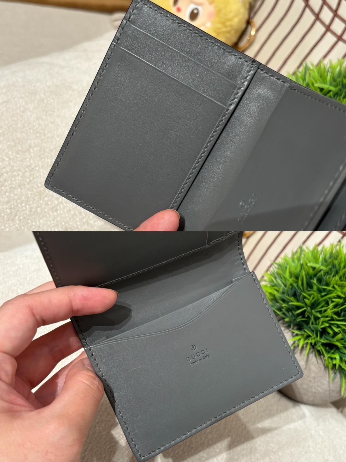 Gucci Card Holder Grey Calfskin 100%Authentic, 98%New ✅Box