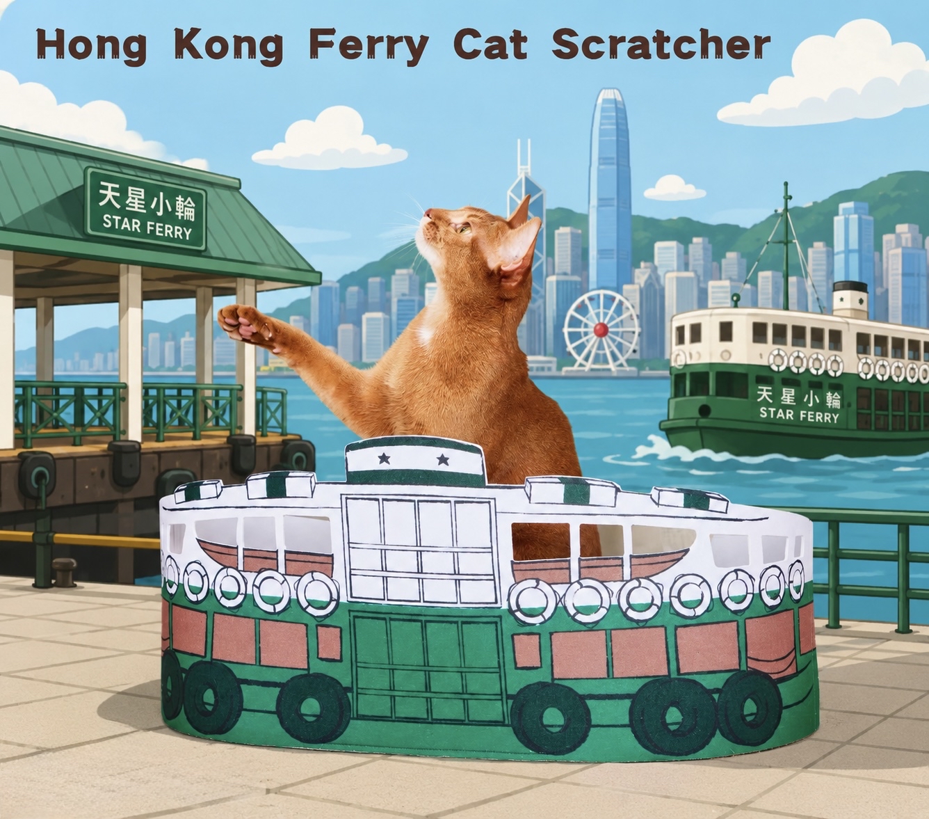 香港小巴電車貓抓板