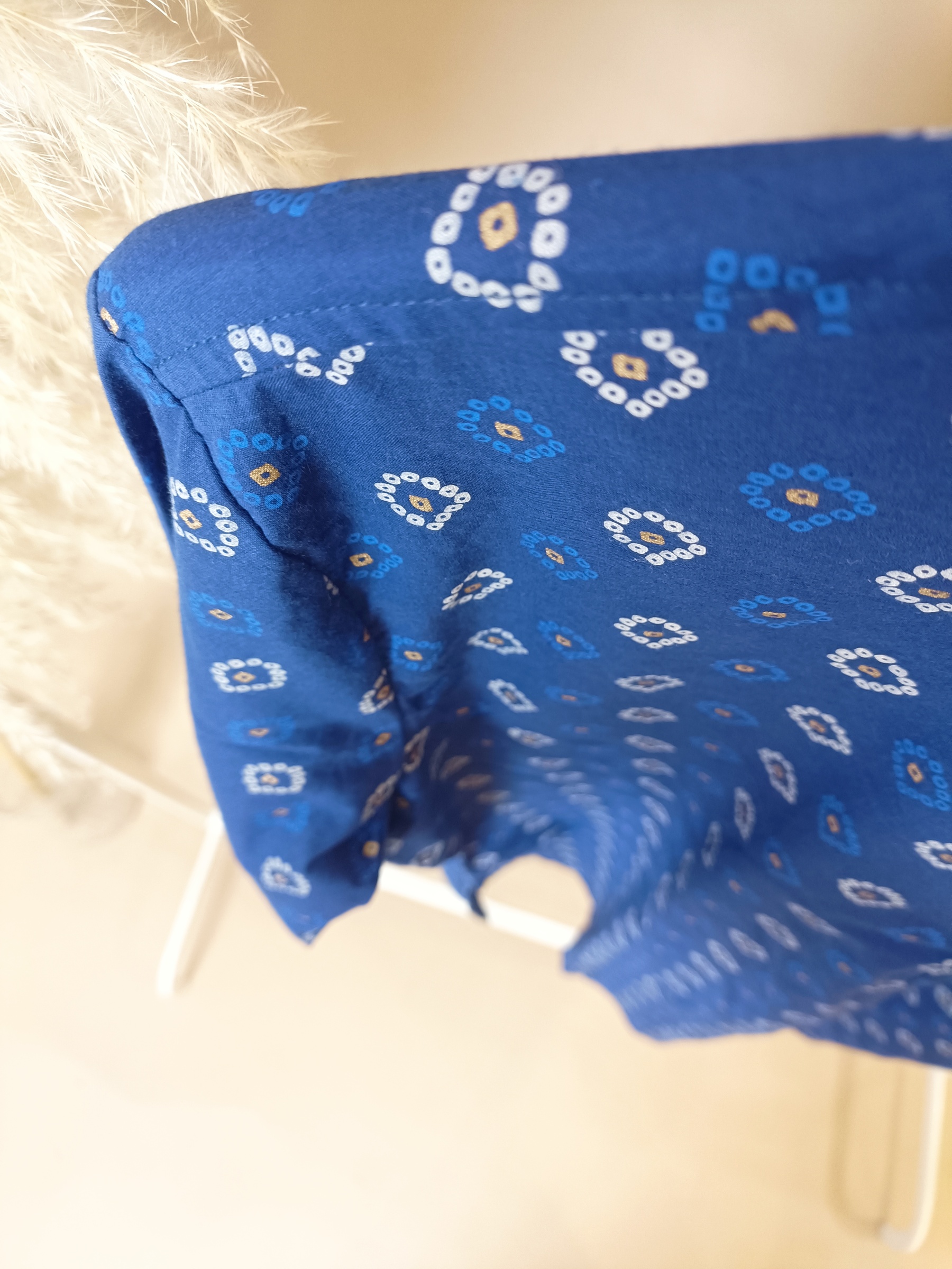 Royal Blue With Prints Men Kurta