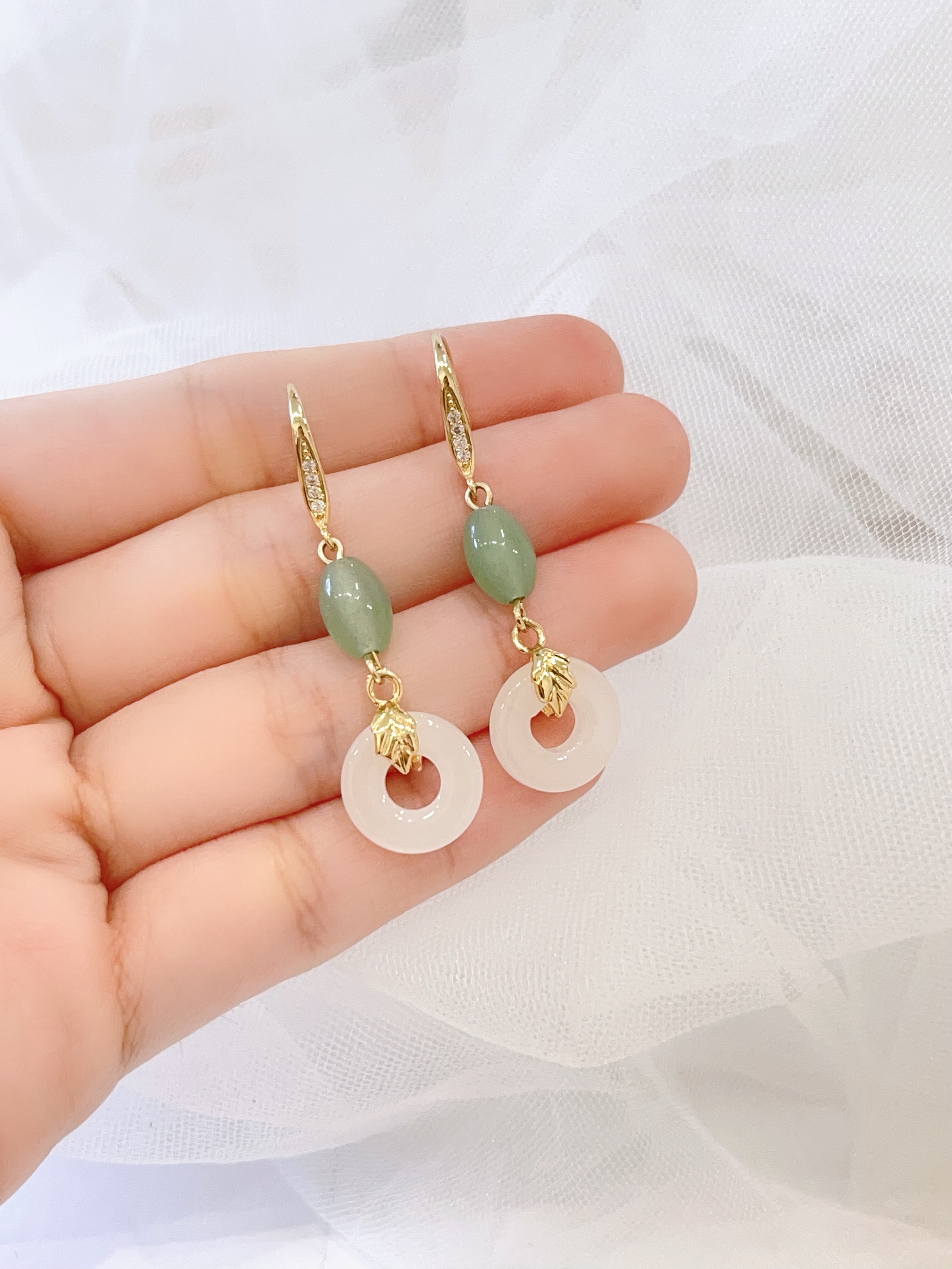 简约国风平安扣耳坠耳环