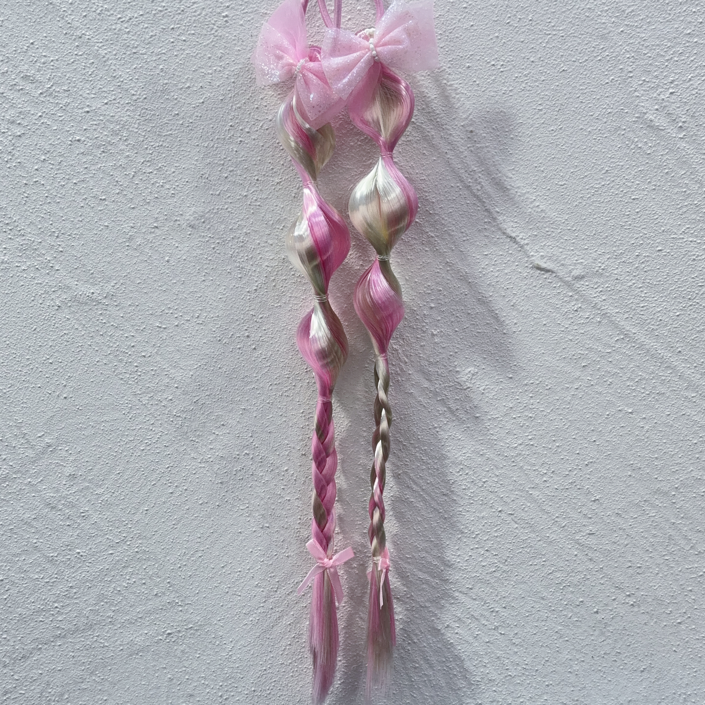 Girls Colorful Bubble Braids Wig Hair Ties with Glitter Bow 女孩繽紛泡泡假髮辮子髮圈附閃亮蝴蝶結