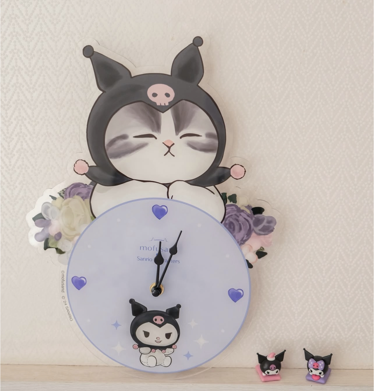 🇹🇼台灣直送🇹🇼Kuromi x Mofusand限定 靜音掛牆鐘
