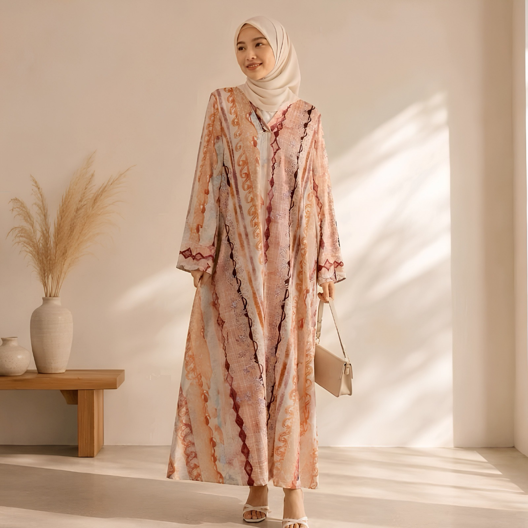 Linen Dress - Apricot Diamond