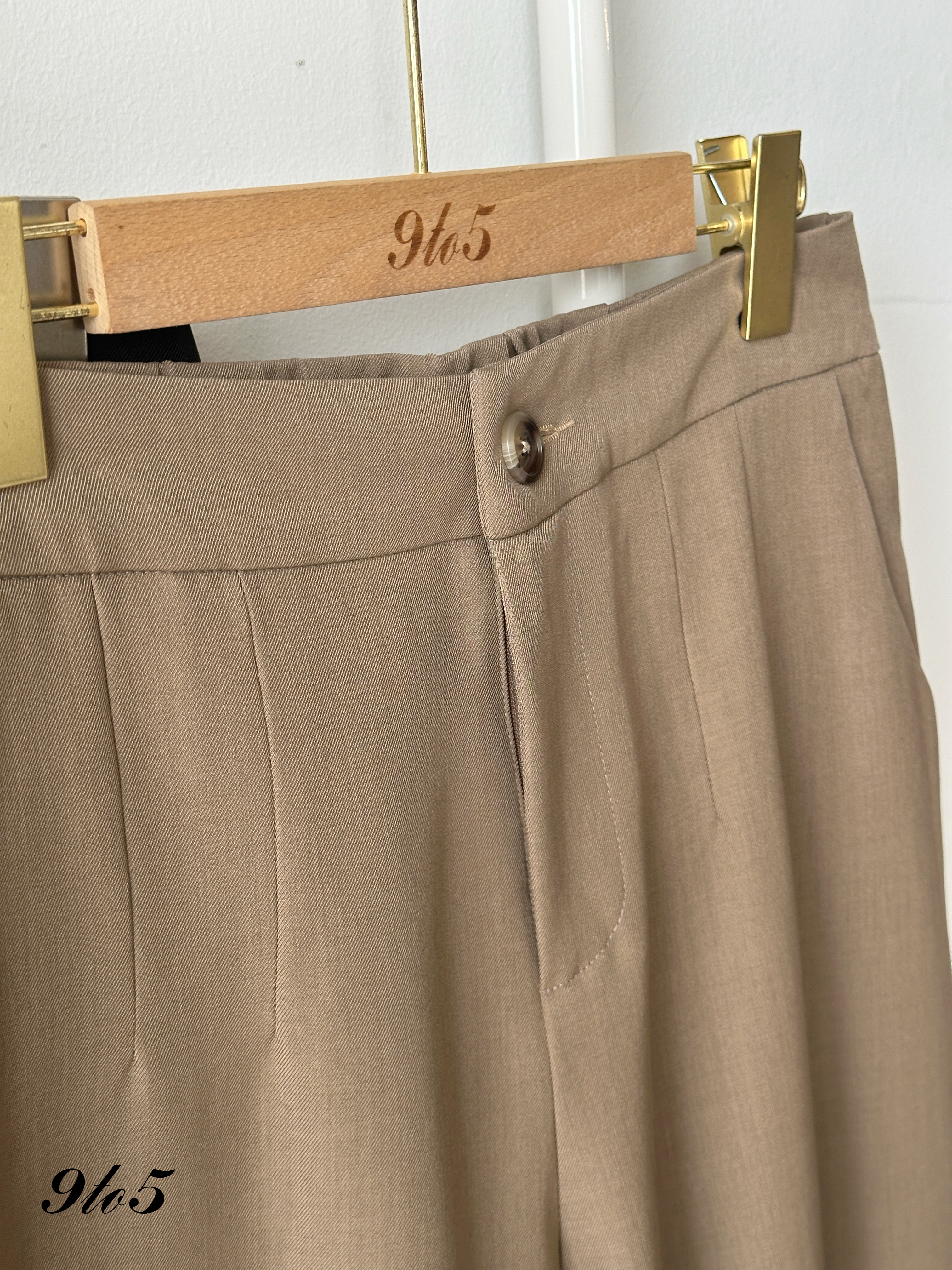 S1884 Wide Leg Long Pants - Black & Brown