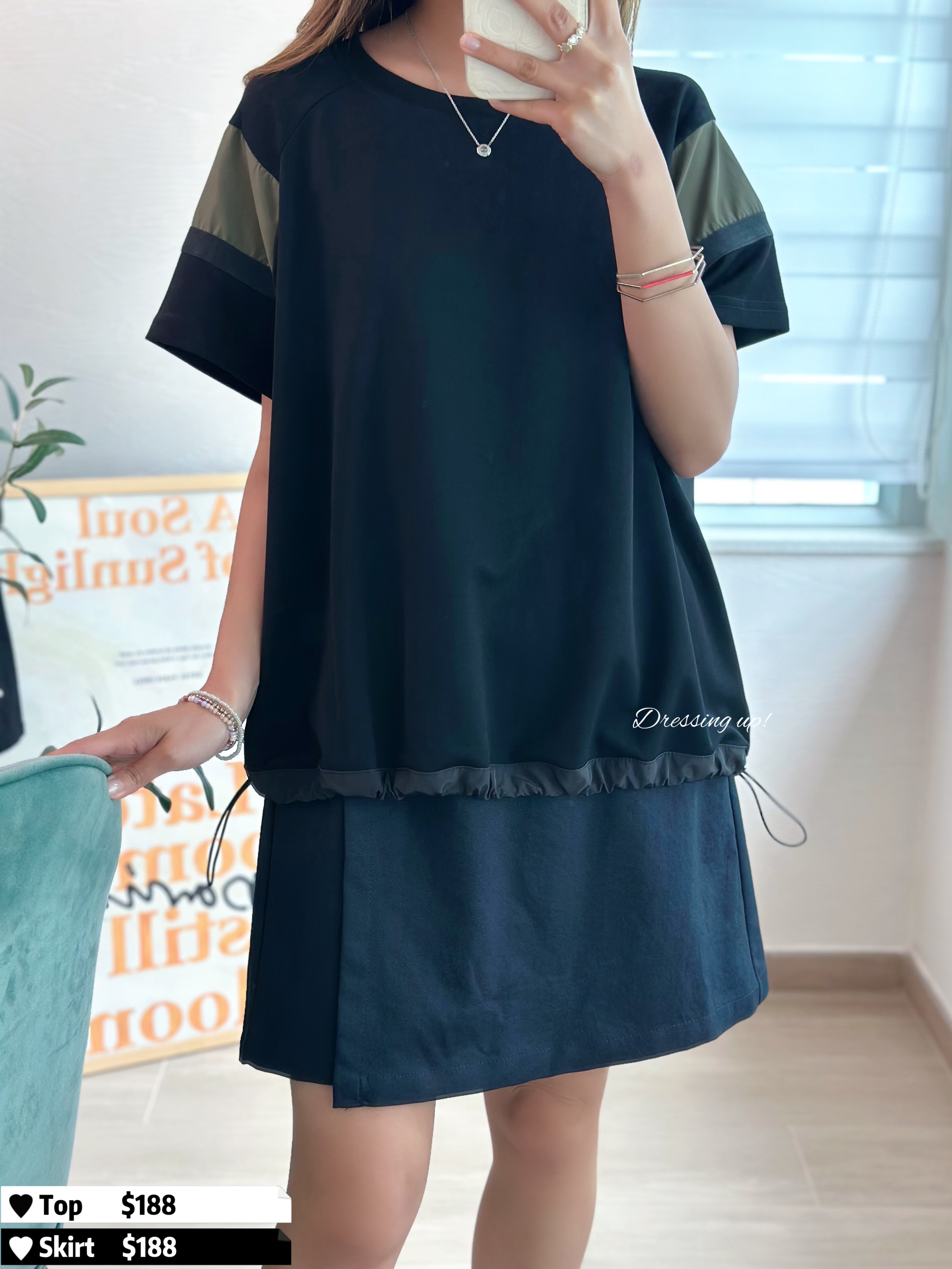 低調又好看｜拼色手袖上衣