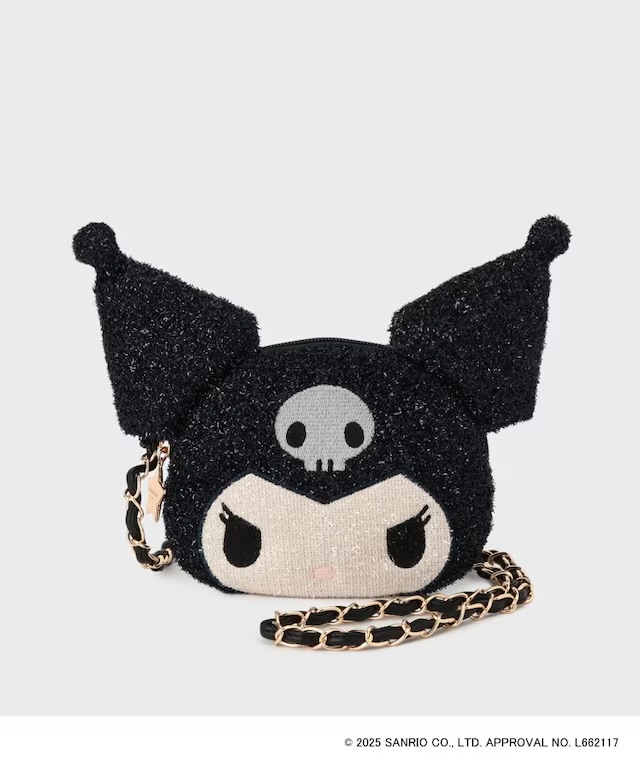 日本服裝品牌-OPAQUE.CLIP X MELODY KUROMI 閃閃斜孭袋/化妝袋