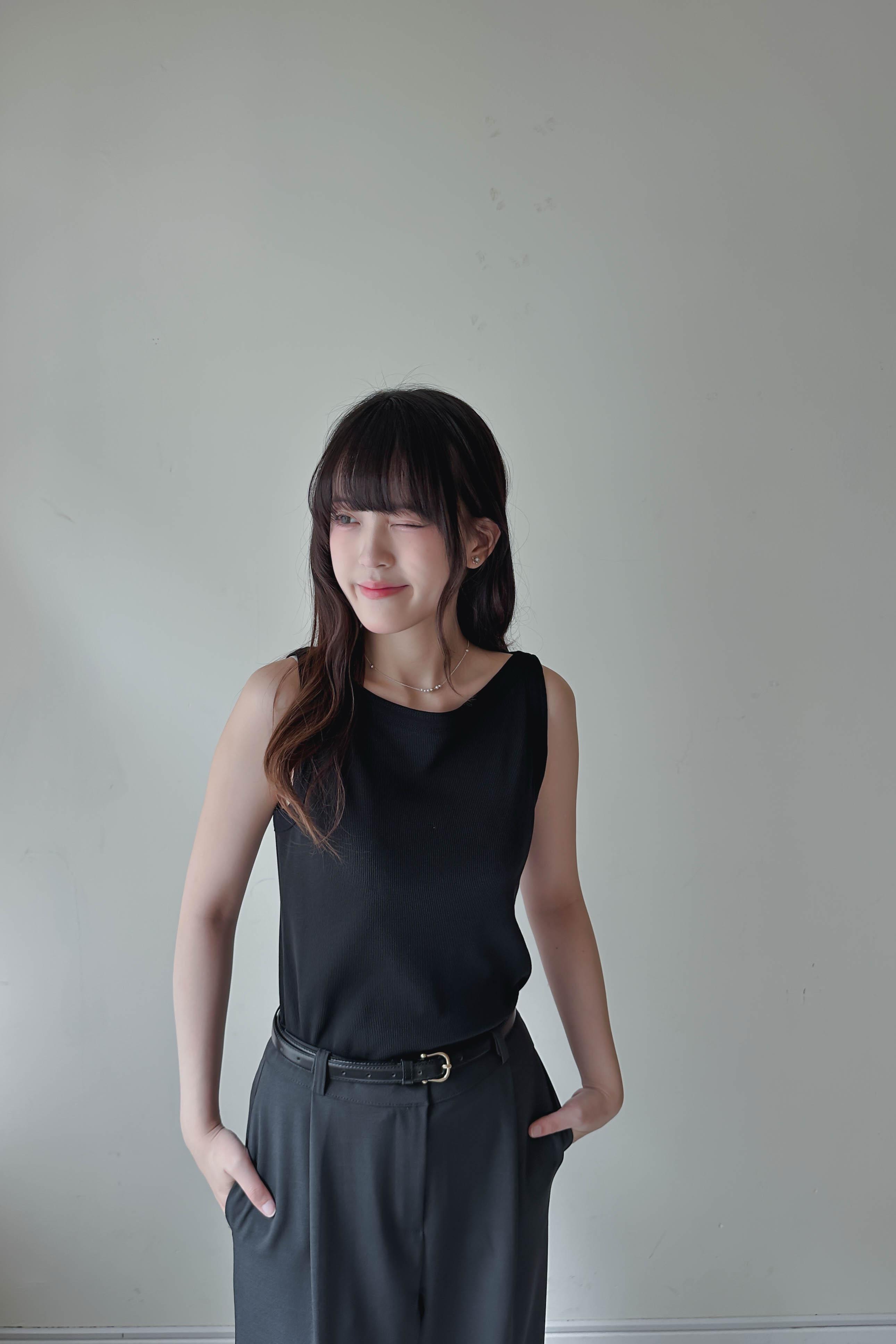 純色船領入肩背心 (四色入)