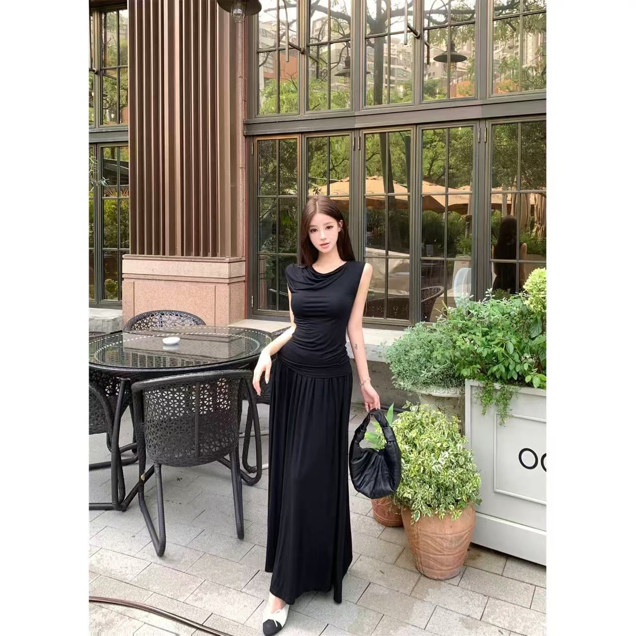 DR359无袖收腰套装