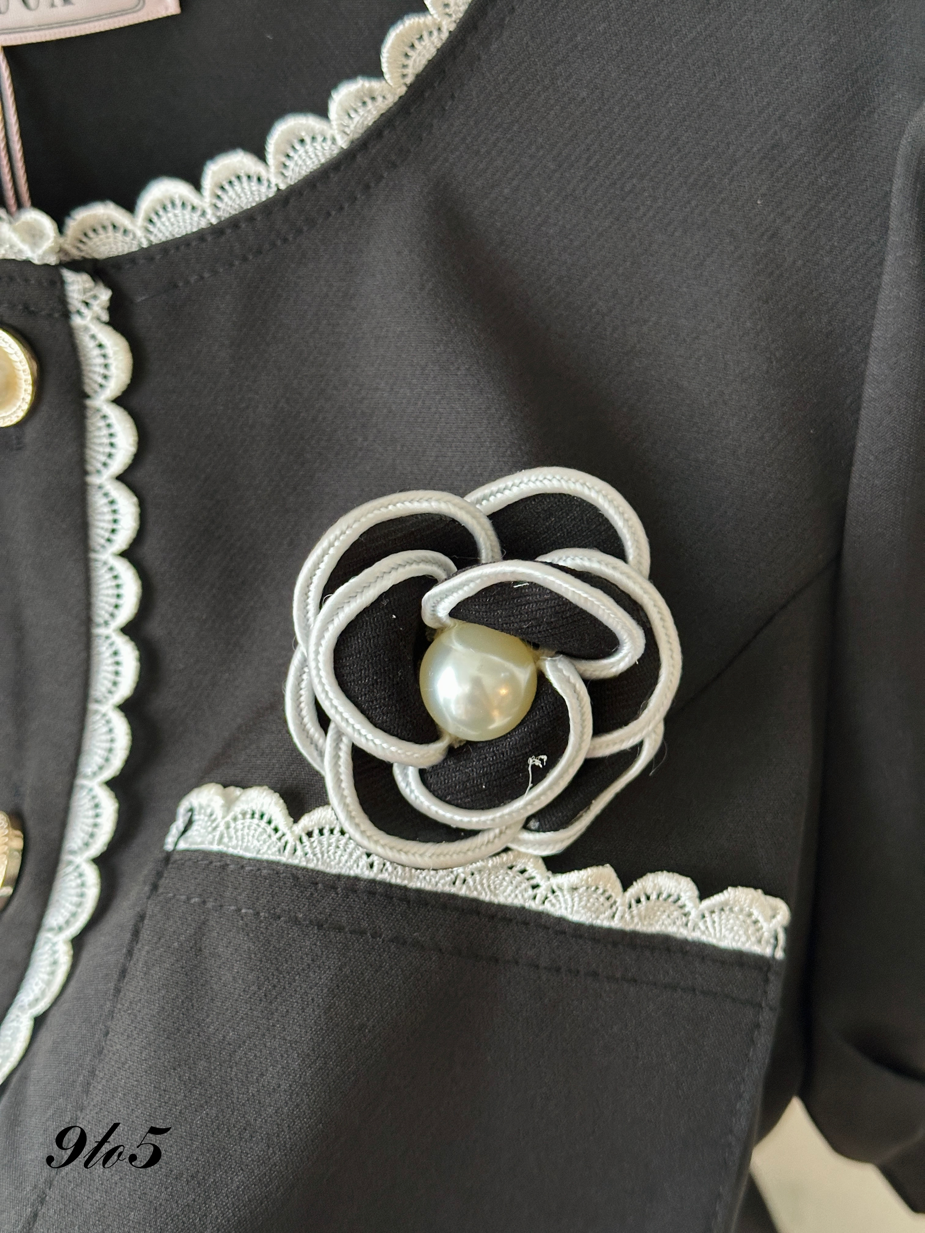 D2318 Tweed Matching Set - Black & Pink