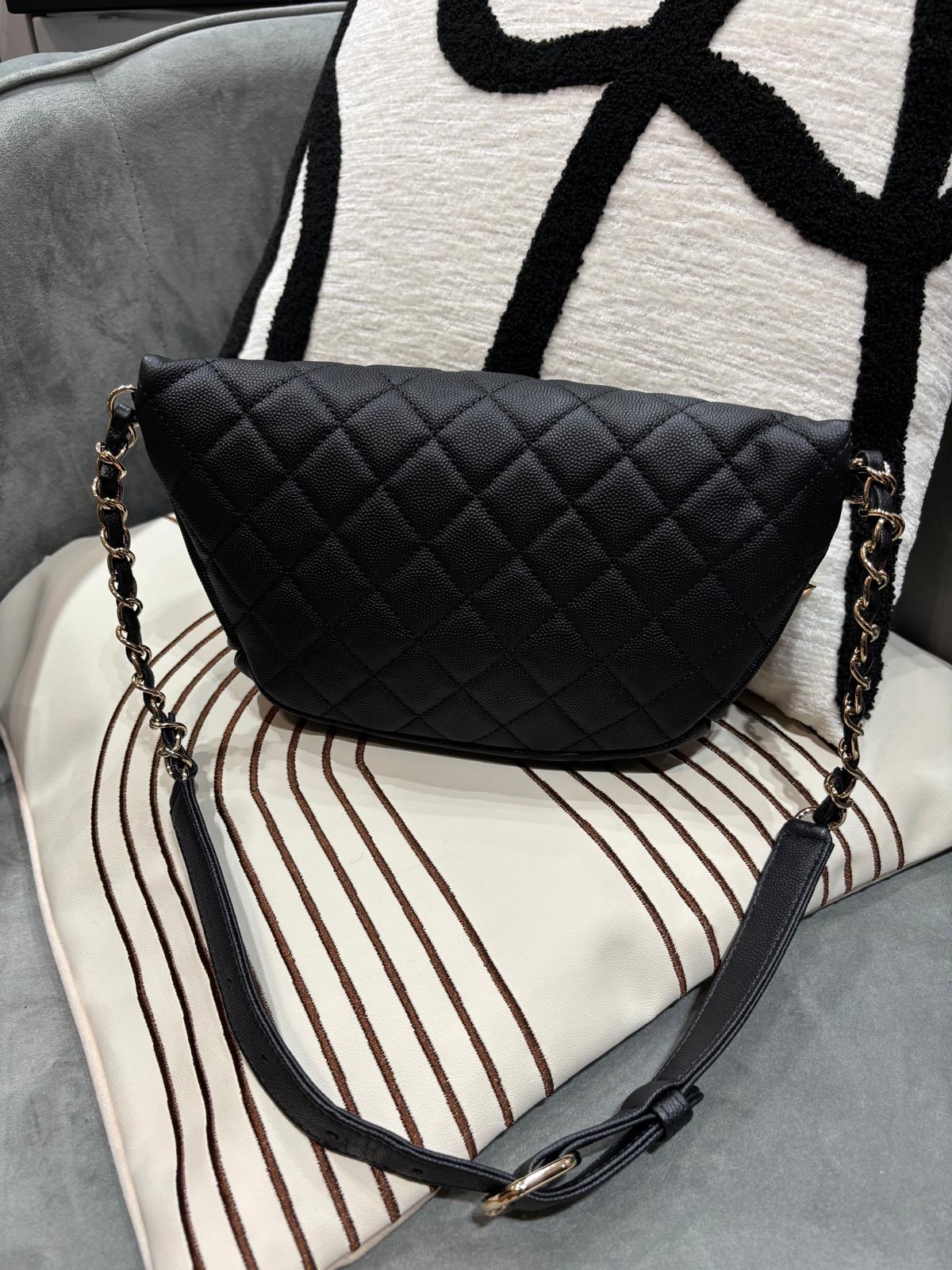 Chanel Waist Bag AS0987, Belt Bag hobo 黑色荔枝牛皮 100%Authentic,98%new  ✅28card✅塵袋✅BOX 