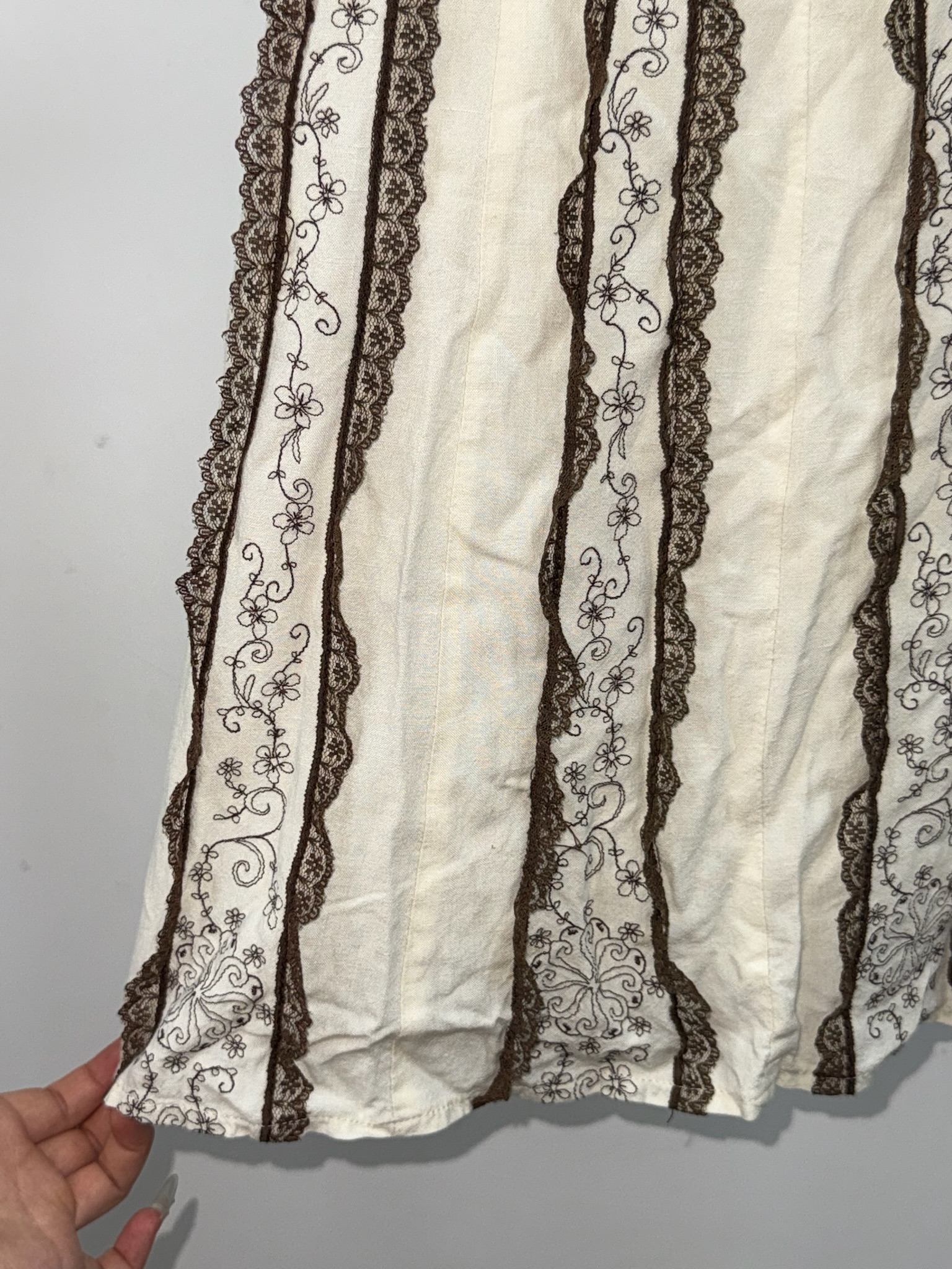Vintage Ivory Floral Lace Panel Skirt