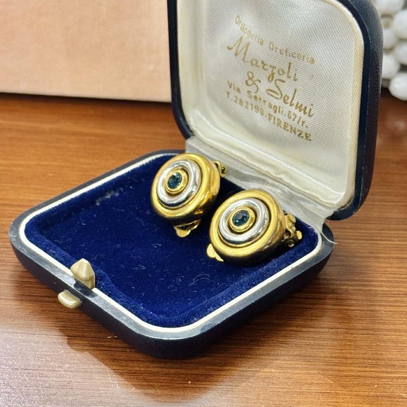 Vintage 1980s Designer Style Buton Clip Earrings from Germany (MT2562)