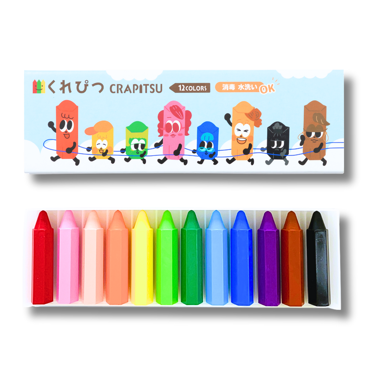日本製🇯🇵Crapitsu 12色蠟筆【紙盒款｜可刻字】