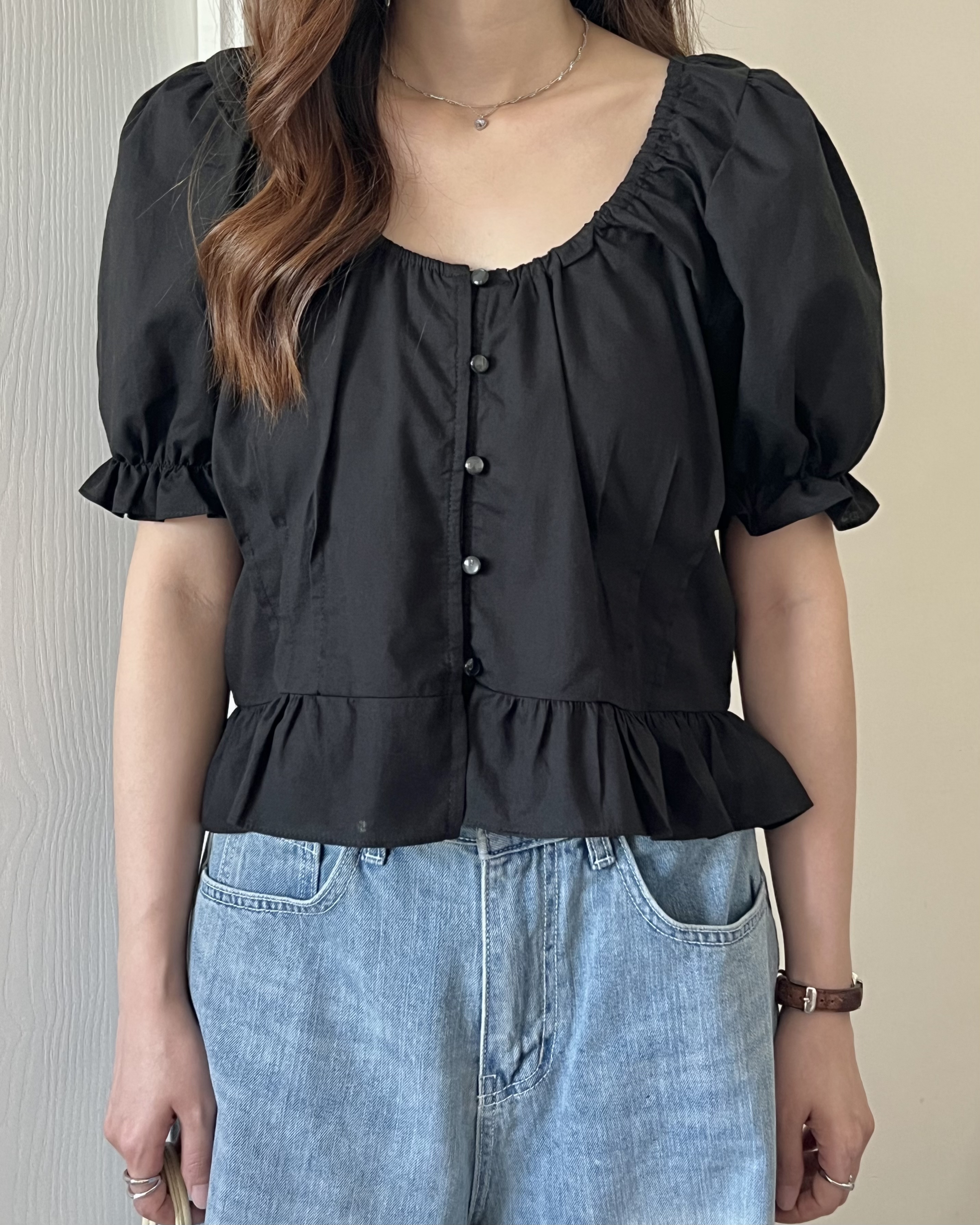 公主膊花邊短袖blouse