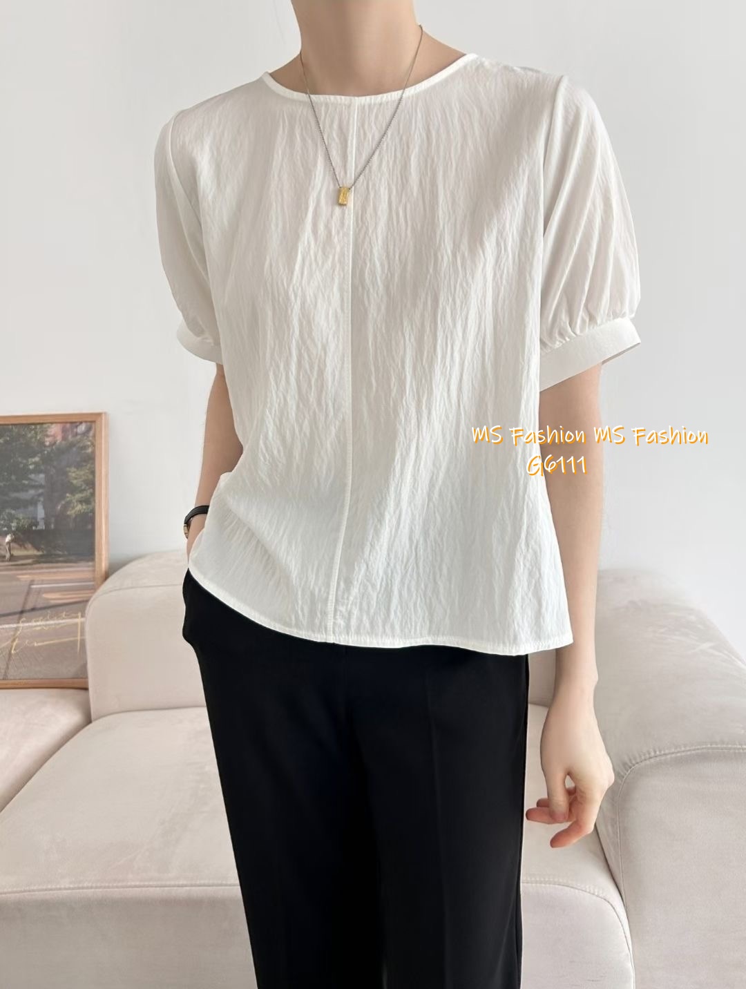 G6111 韓國🇰🇷特色皺皺拼布top