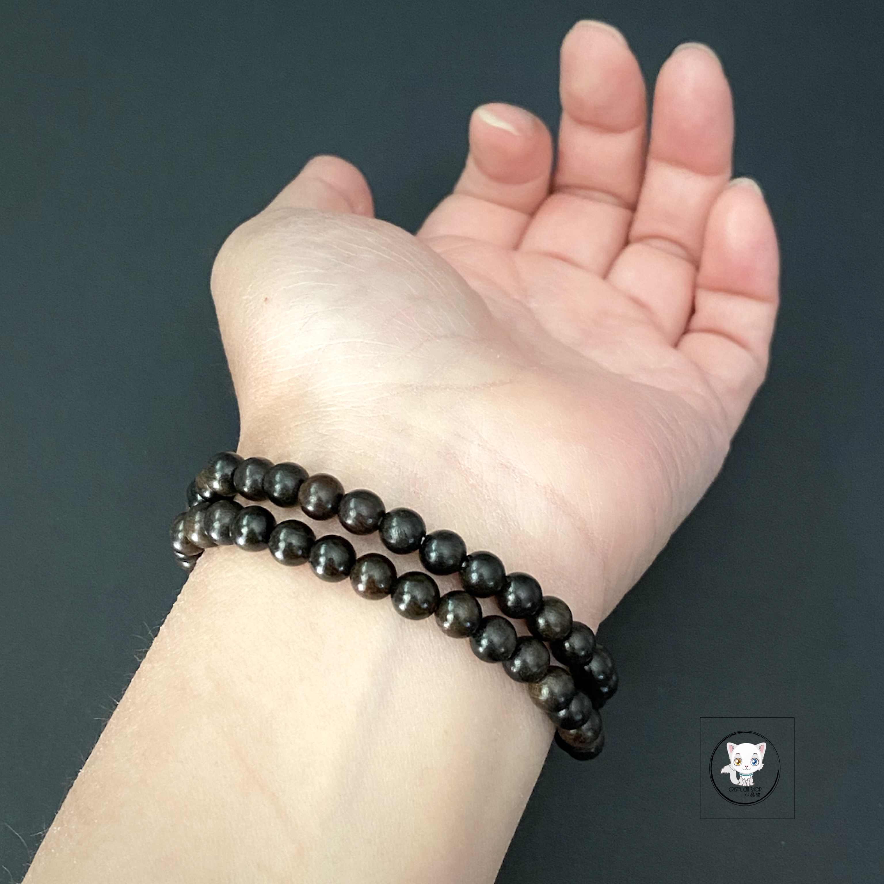 沉香木藍水翡翠兩圈手鏈 6.3mm