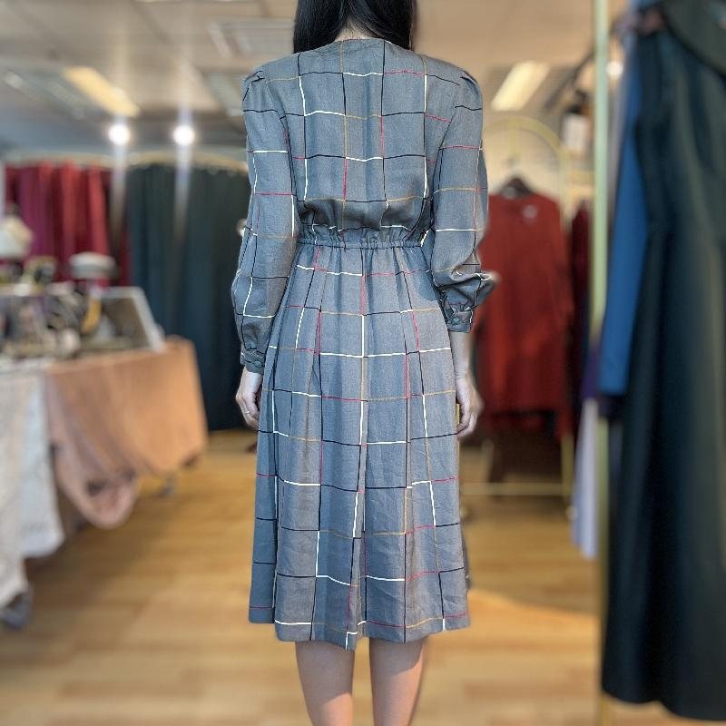 Vintage Checked Pattern Double-Breasted Day Dress (PP001-21)