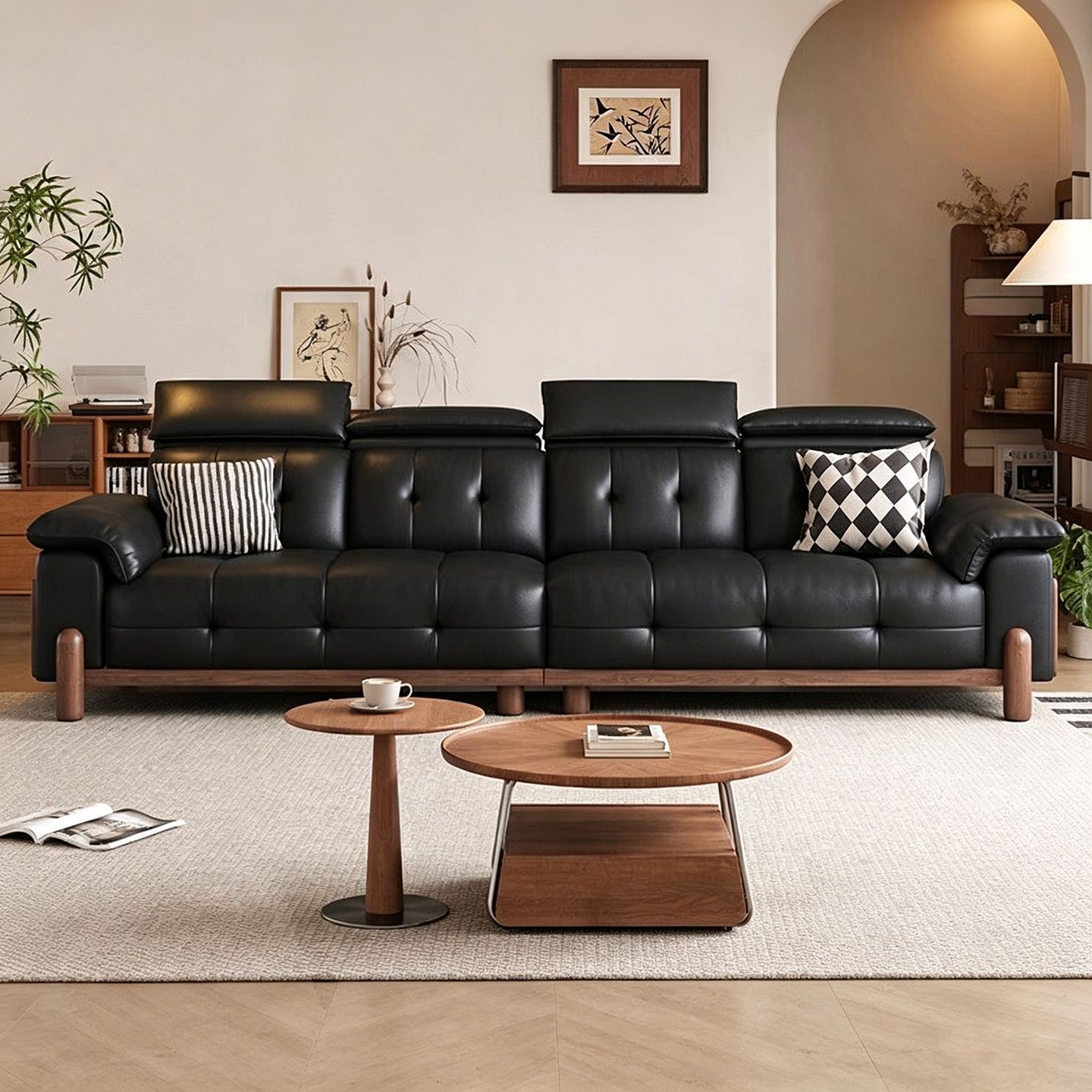 中古風直排皮藝梳化 現代簡約 大小戶型客廳適用 sofa