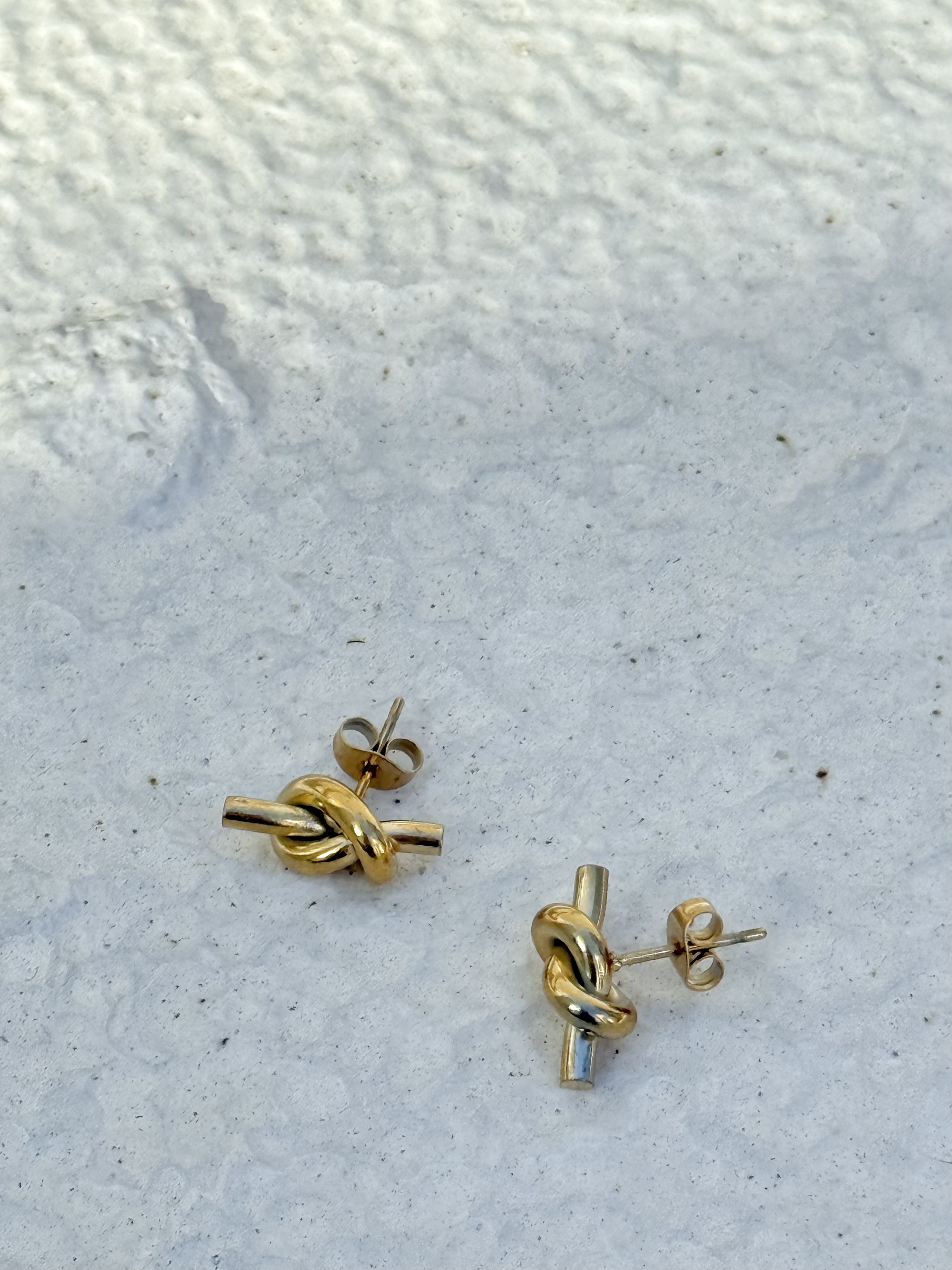 Gold twist stainless earring