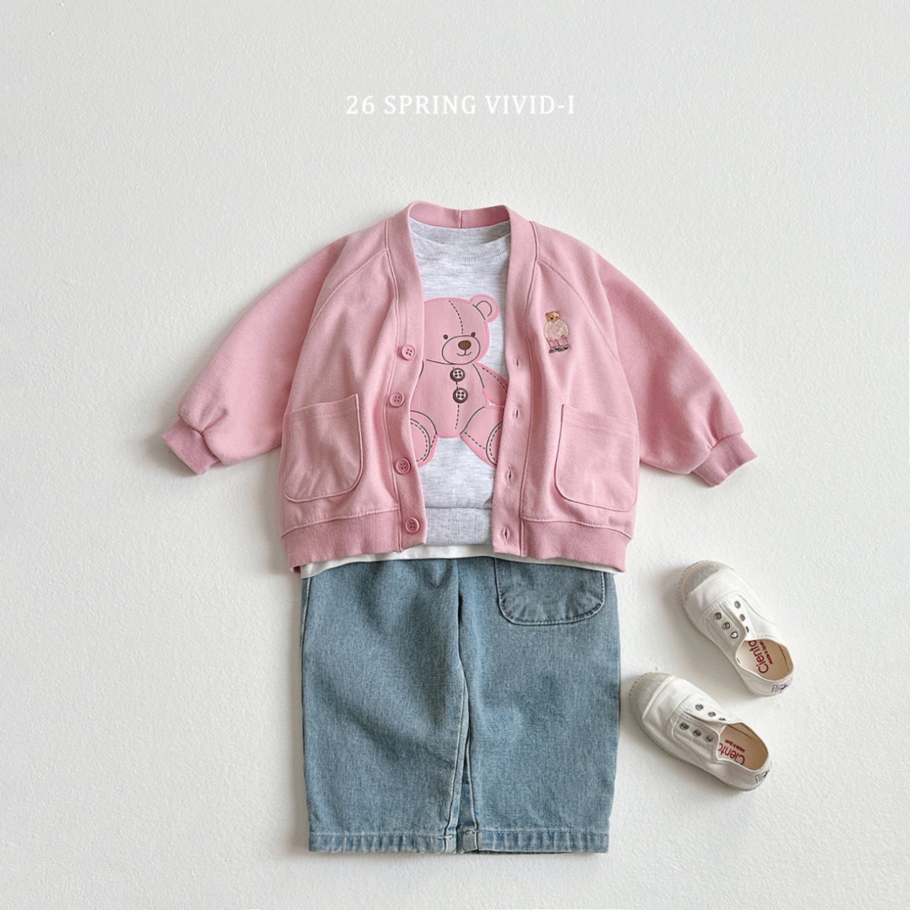 🌸預訂 韓國直送🌸🇰🇷VIVIDI四色標誌性小熊刺繡口袋開襟外套